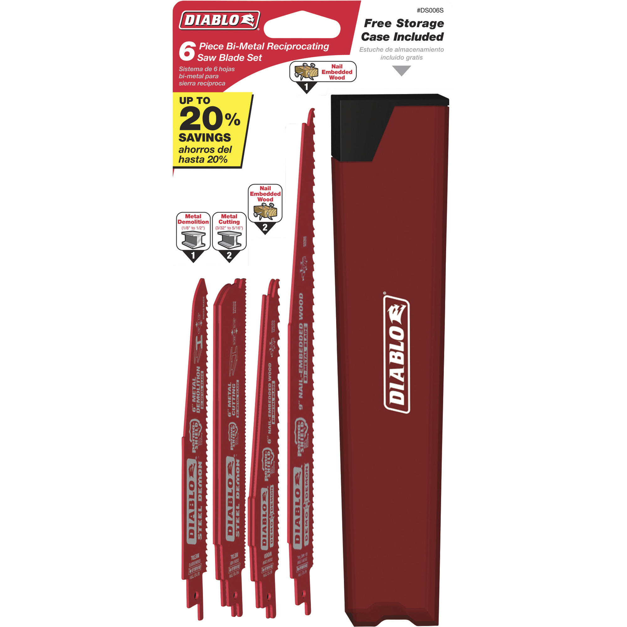 Diablo Demolition Reciprocating Saw Blade Set-- 6-Pc., Steel Demon & Demo Demon, Model# DS006S