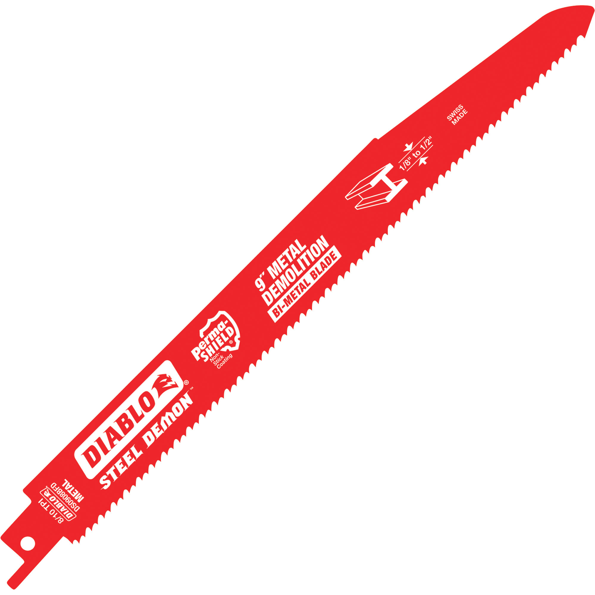 Diablo Steel Demon Reciprocating Saw Blades, 5-Pk., 9in.L, 8/10 TPI, Model# DS0908BFD5