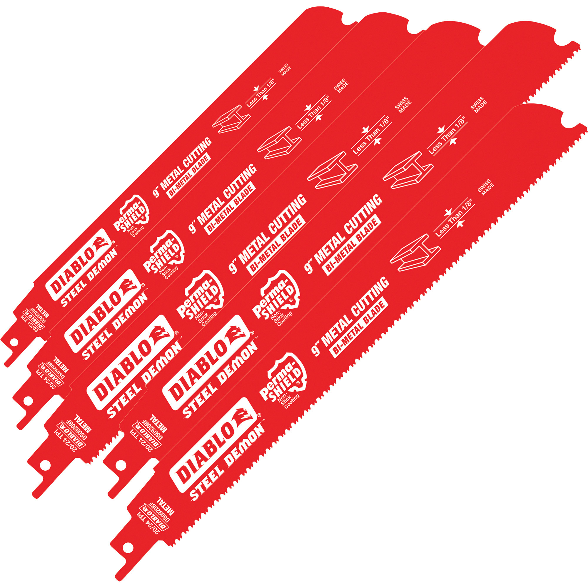 Diablo Steel Demon Reciprocating Saw Blades, 5-Pk., 9in.L, 20/24 TPI, Model# DS0920BF5