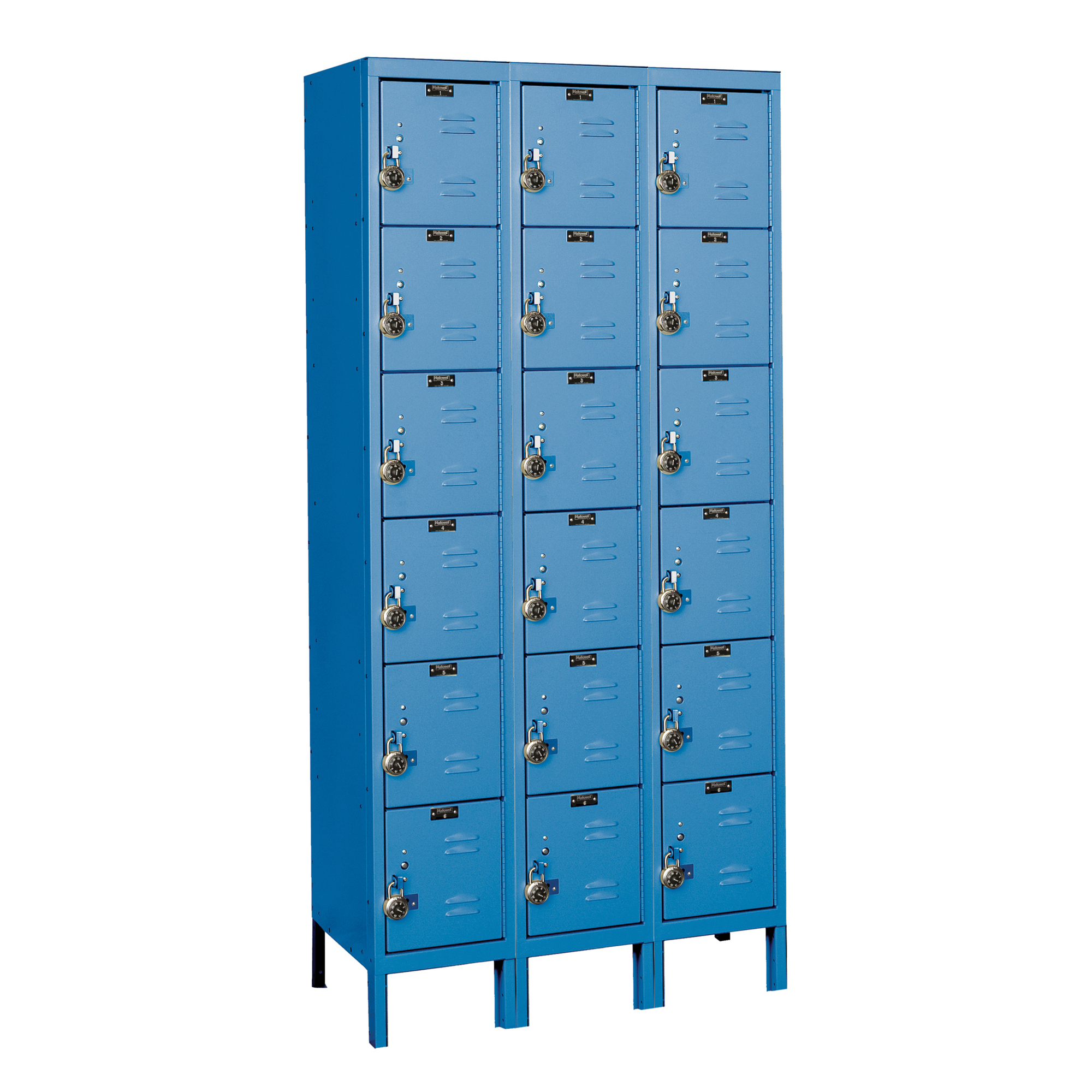 Hallowell, Six Tier ReadyBuilt Locker, Height 78 in, Width 36 in, Color Blue, Model# URB3228-6A-MB