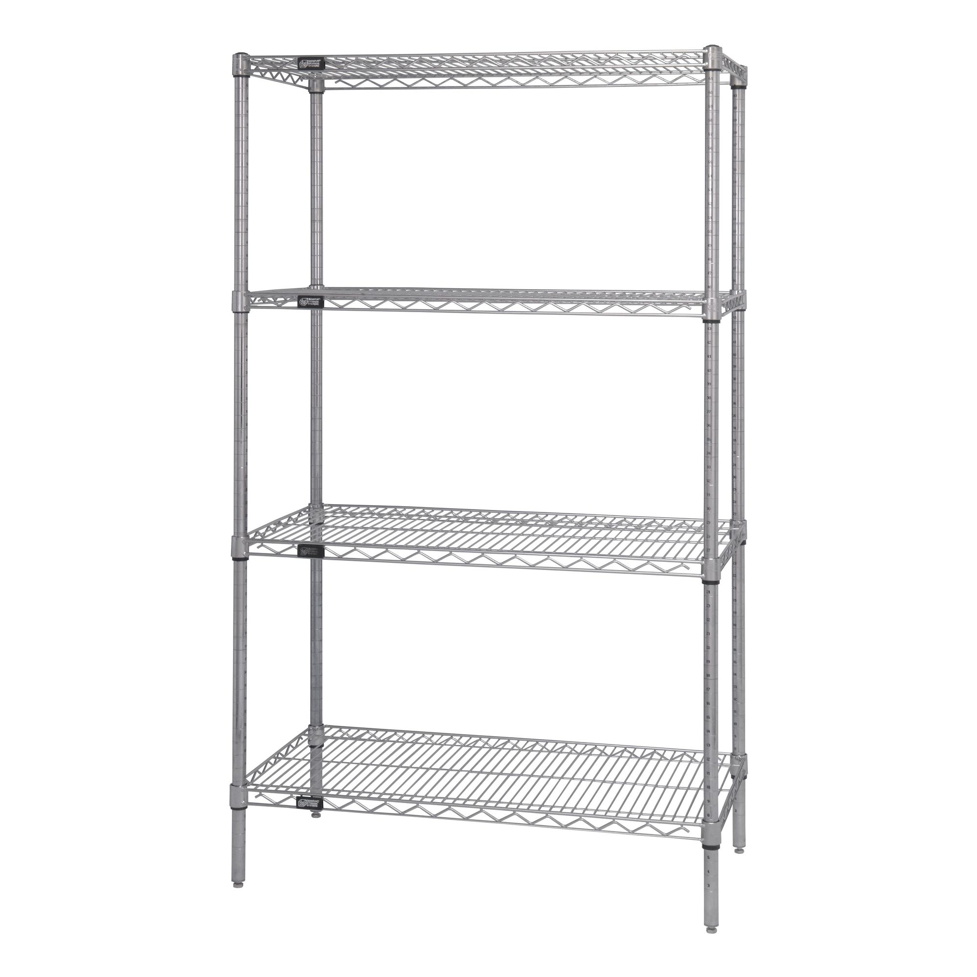 Quantum, Wire 4 Shelf Starter Kit Chrome 63in., Height 63 in, Width 12 in, Depth 36 in, Model# WR63-1236C