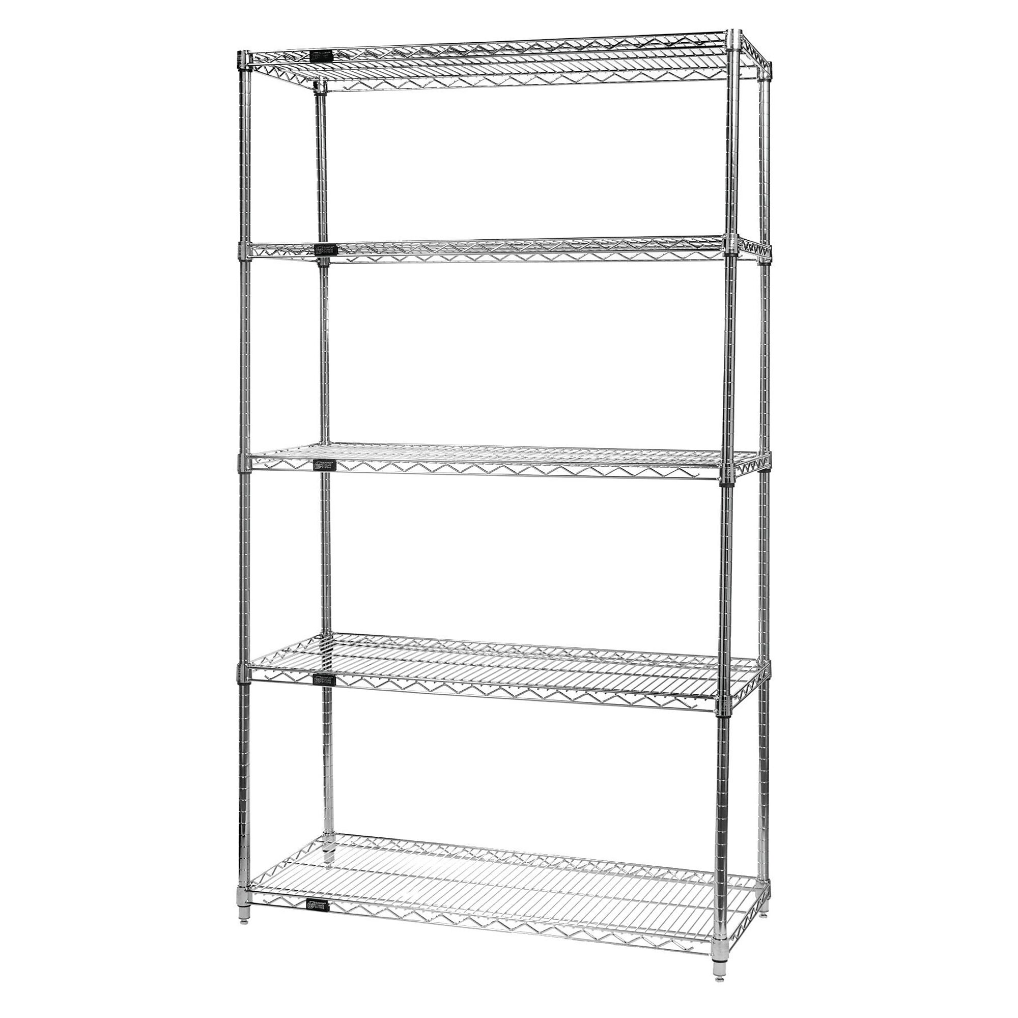 Quantum Storage, Wire 5 Shelf Starter Kit Chrome 74in., Height 74 in, Width 14 in, Depth 54 in, Model# WR74-1454C-5