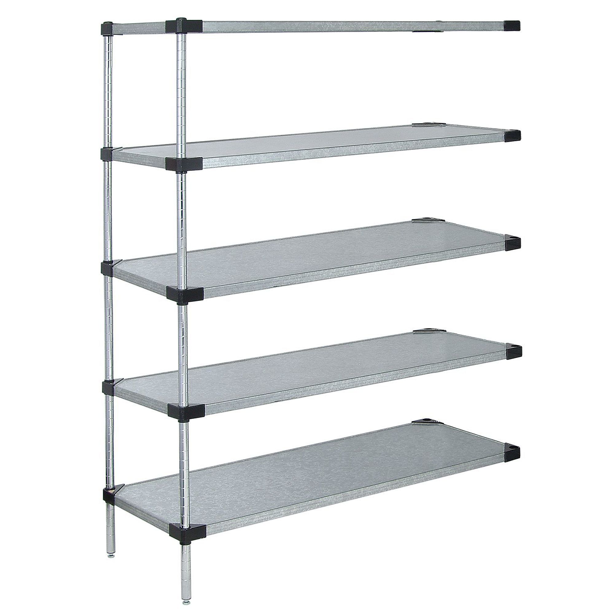 Quantum, Galvanized 5 Solid Shelf Add-On Kit 63in., Height 63 in, Width 18 in, Depth 42 in, Model# AD63-1842SG-5