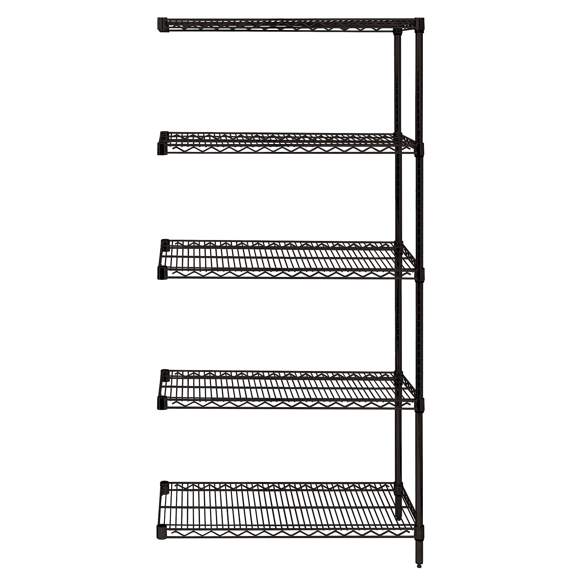 Quantum, Wire 5 Shelf Add-On Kit Black 74in., Height 74 in, Width 12 in, Depth 36 in, Model# AD74-1236BK-5
