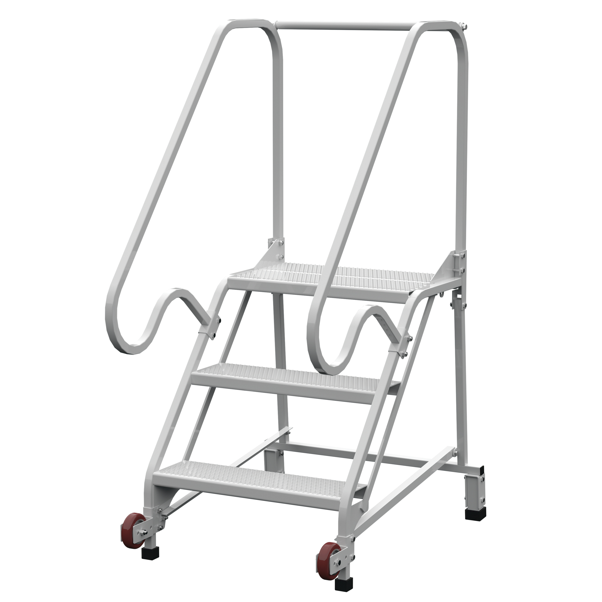 Vestil 3-Step Grip Strut Rolling Ladder - 60in. Height, Steel, White, Non-Slip, Model# LAD-TRN-50-3-FDA
