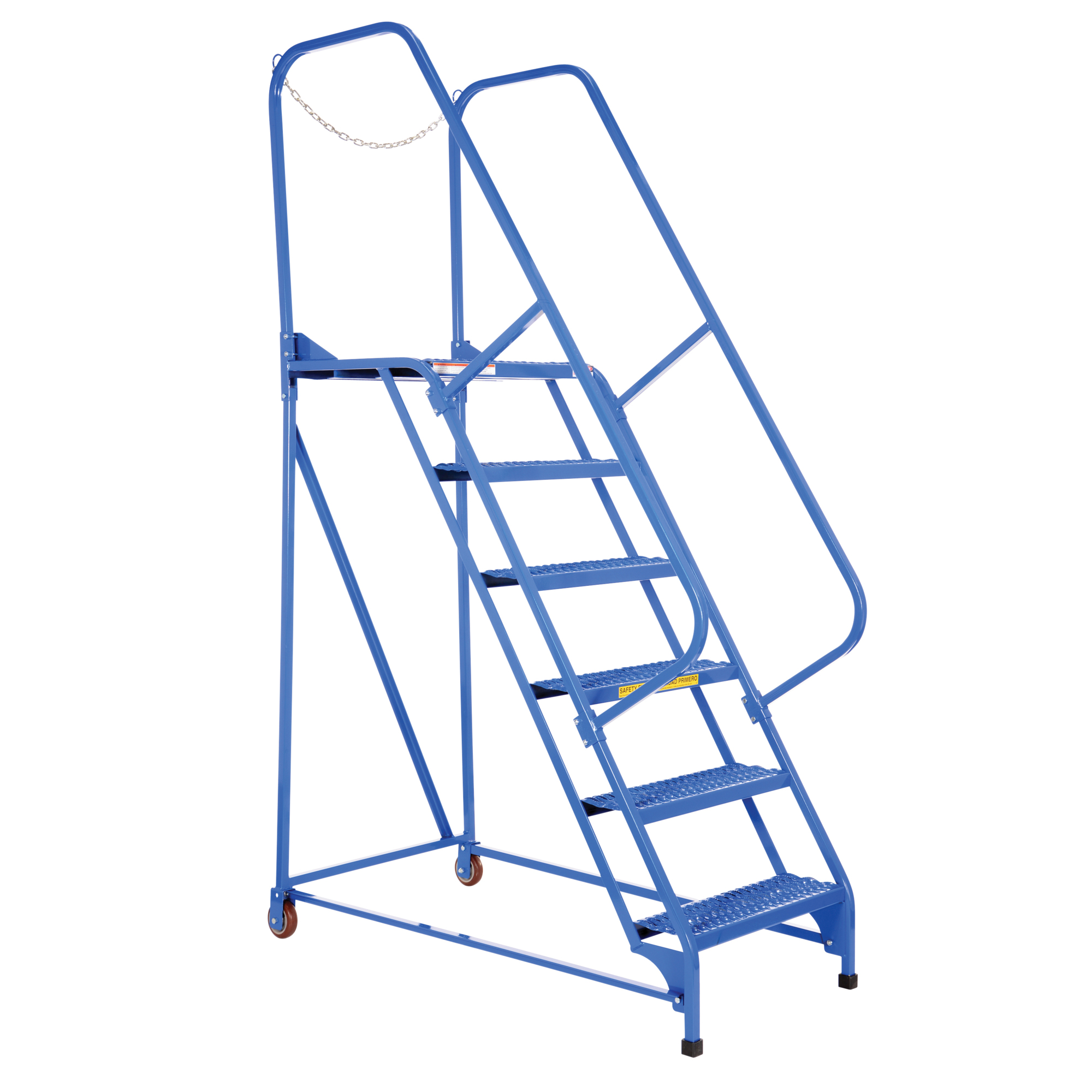 Vestil Steel Maintenance Ladder — 58 Degree, 6 Grip Strut Steps, 24in. Step Width, 350-Lb. Capacity, Blue, Model# LAD-MM-6-G