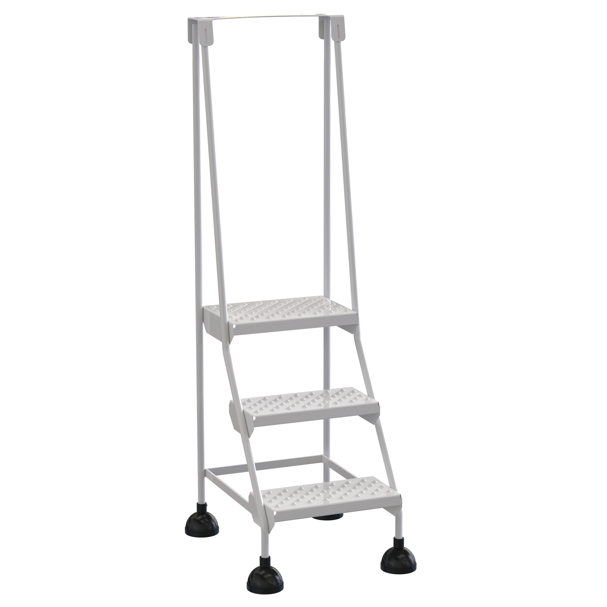 Vestil Steel Commercial Spring Loaded Ladder — 3 Steps, 16in. Step Width, 300-Lb. Capacity, Perforated, White, Model# LAD-3-W-P