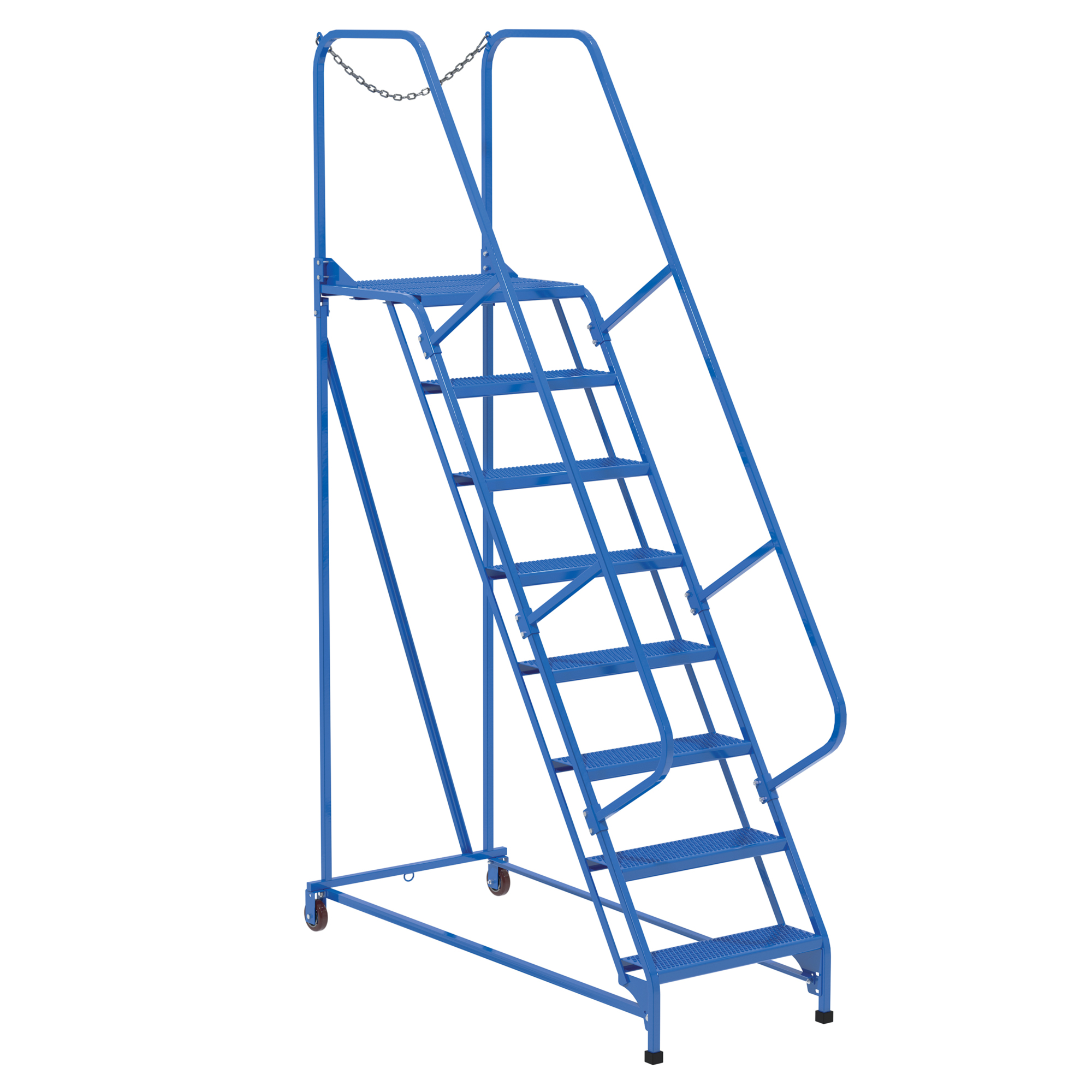 Vestil Portable Maintenance Ladder - 8 Steps, 110in. Height, Steel, 350-Lb. Capacity, Perforated Steps, Model# LAD-MM-8-P