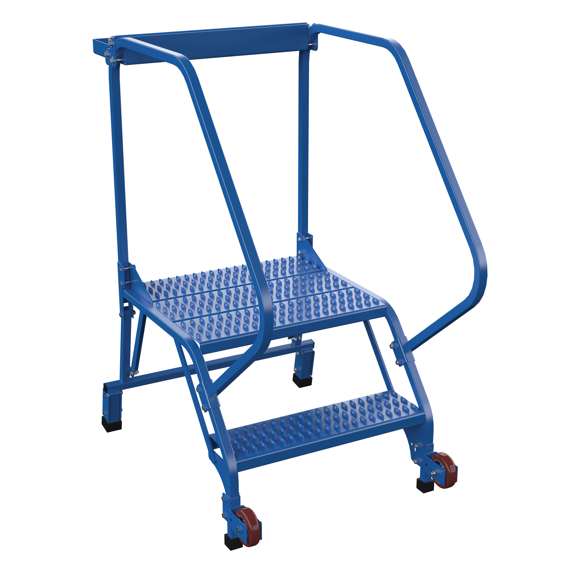 Vestil 2-Step Grip Strut Rolling Ladder - 50in. Overall Height, Steel, Powder-Coated Blue, Model# LAD-TRS-50-2-G