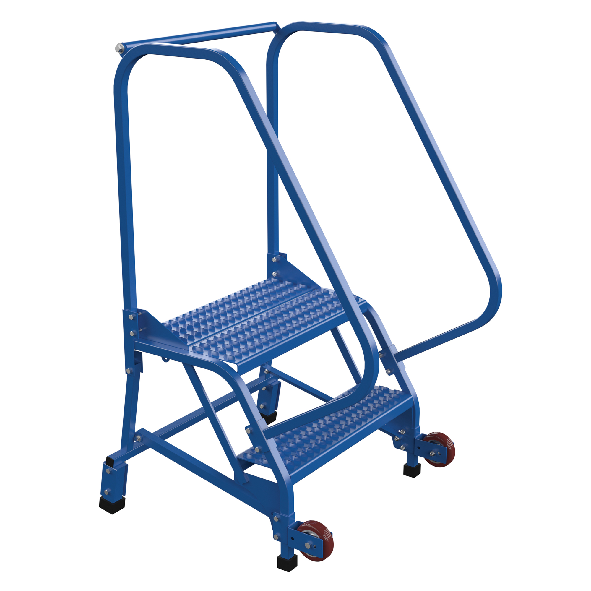 Vestil 2-Step Grip Strut Rolling Ladder - 50in. Height, Steel, Non-Slip Steps, Model# LAD-TRN-60-2-G