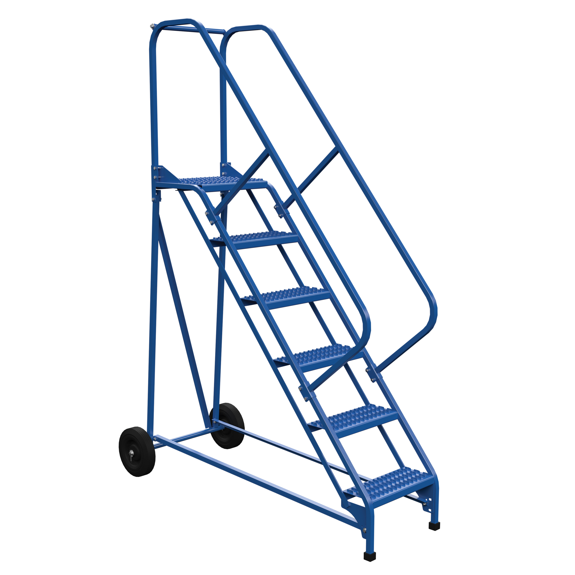 Vestil 6-Step Grip Strut Folding Ladder - 90in. Height, Steel, Model# LAD-RAF-6-G-EZ