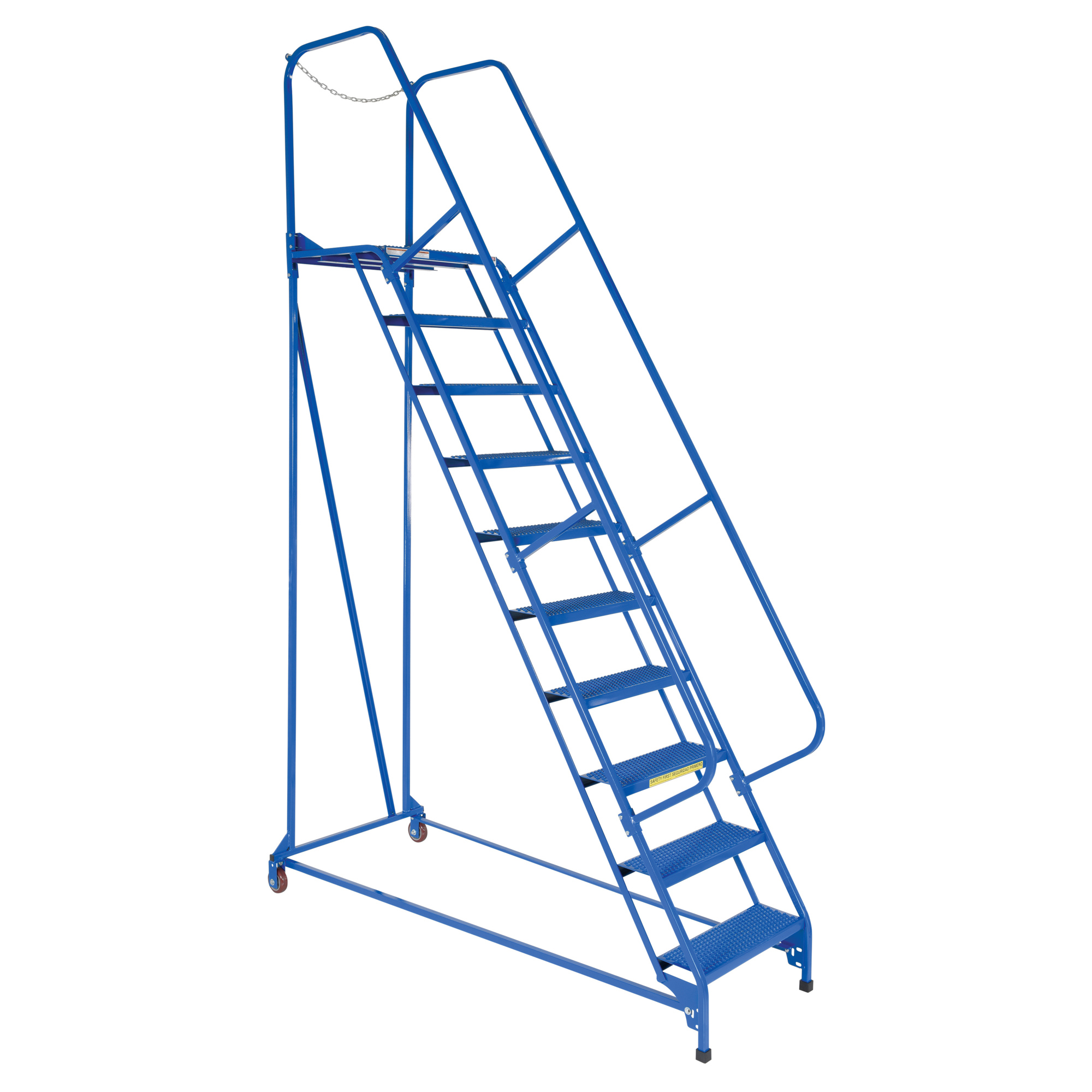 Vestil Steel Maintenance Ladder — 58° Angle, 10 Perforated Steps, 24in. Step Width, 350-Lb. Capacity, Blue, Model# LAD-MM-10-P