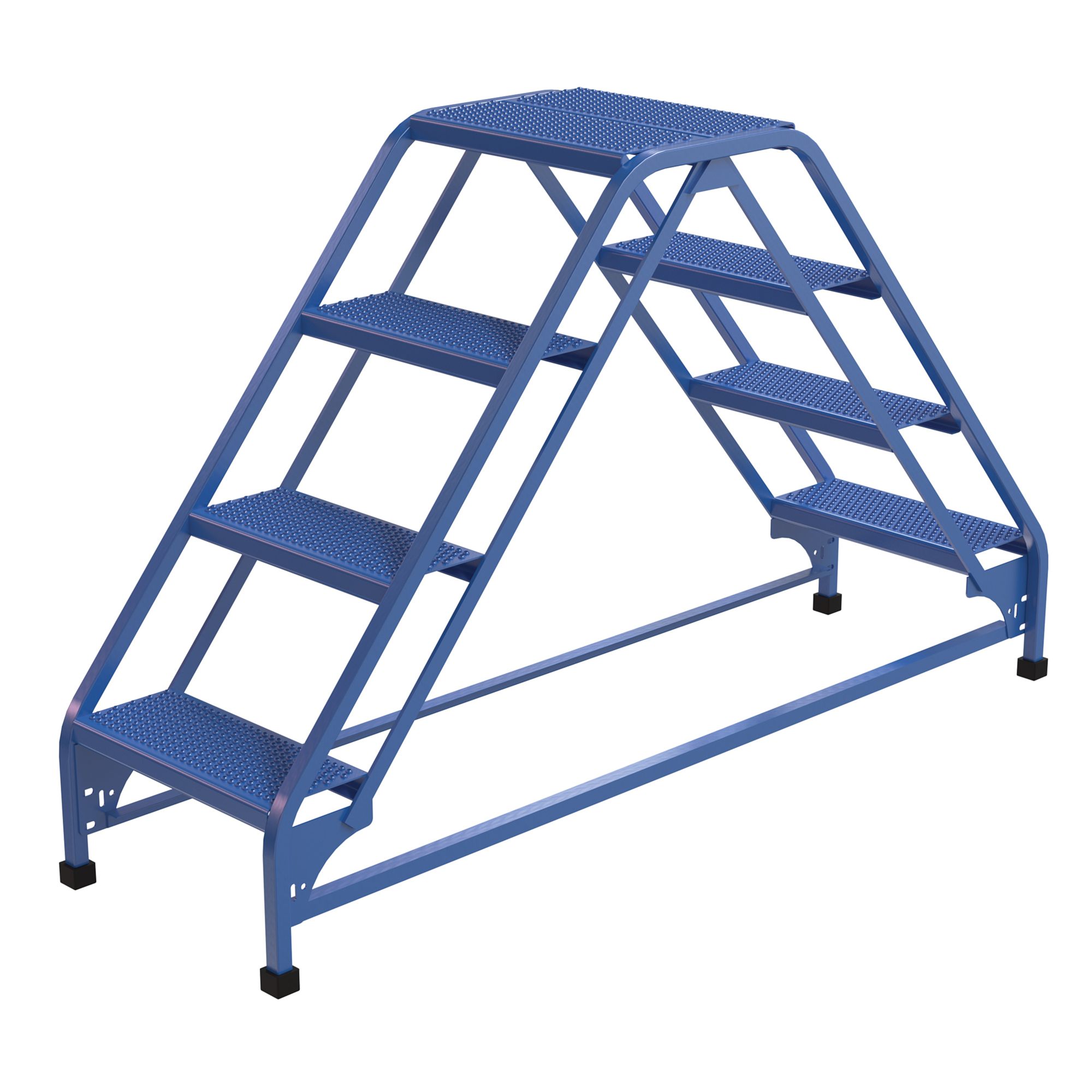 Vestil Dual-Sided Step Ladder - 4 Steps, 40in. Height, Perforated Steel, Blue, Model# LAD-DD-18-4-P