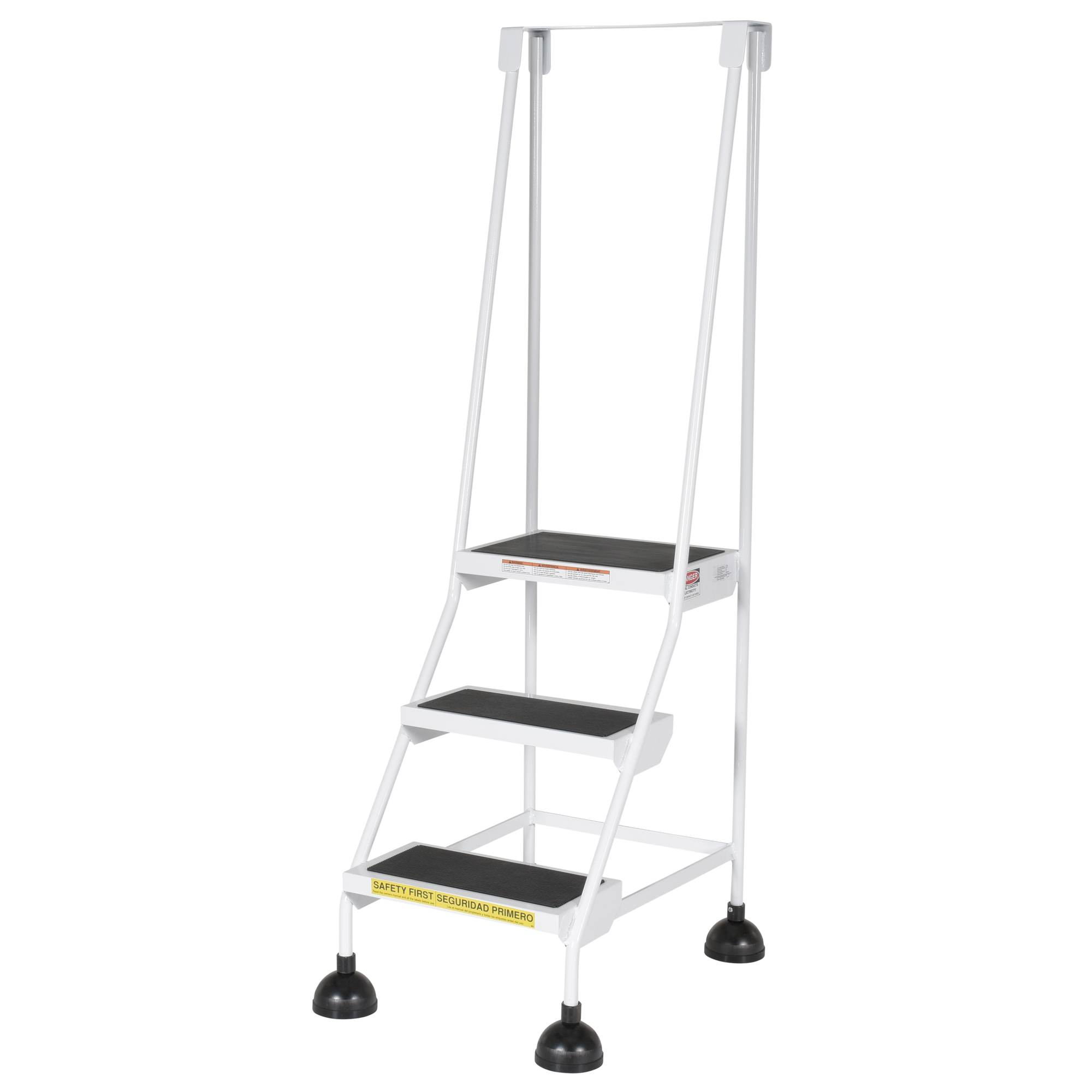 Three Tread Spring Loaded Step Vestil, 3 step spring loaded ladder white, Overall Height 63.438 in ...
