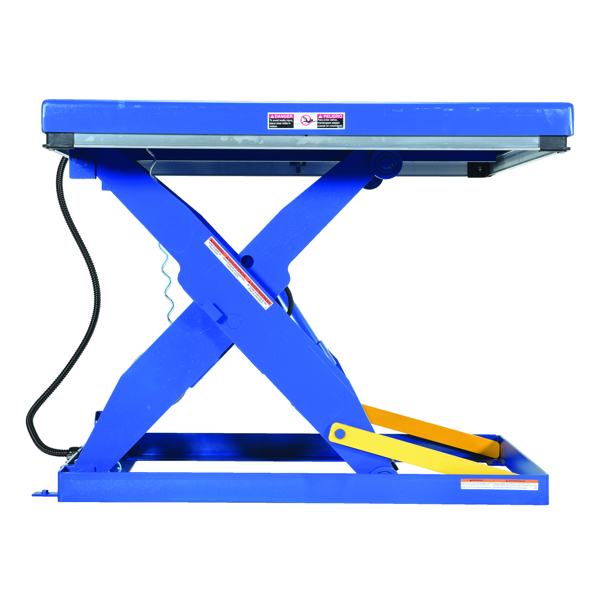 Vestil Steel Rotary Air Hydraulic Scissor Lift Table 24 In. x 48 In. 3,000 Lb. Capacity Blue