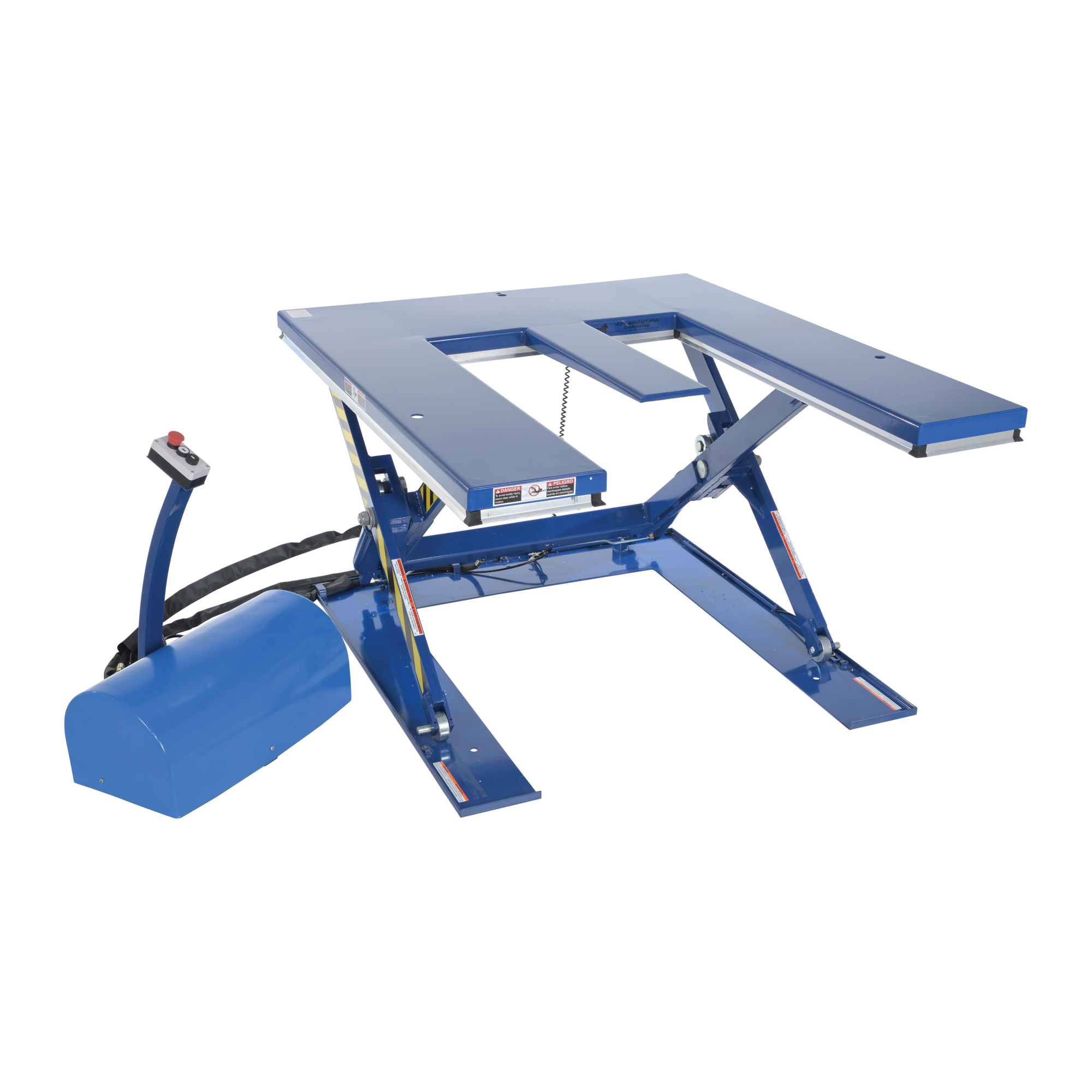 Vestil Steel Low Profile Electric Lift Table E Type 63 In. x 53-1/2 In. x 4-1/4 In. 3000 Lb. Capacity Blue