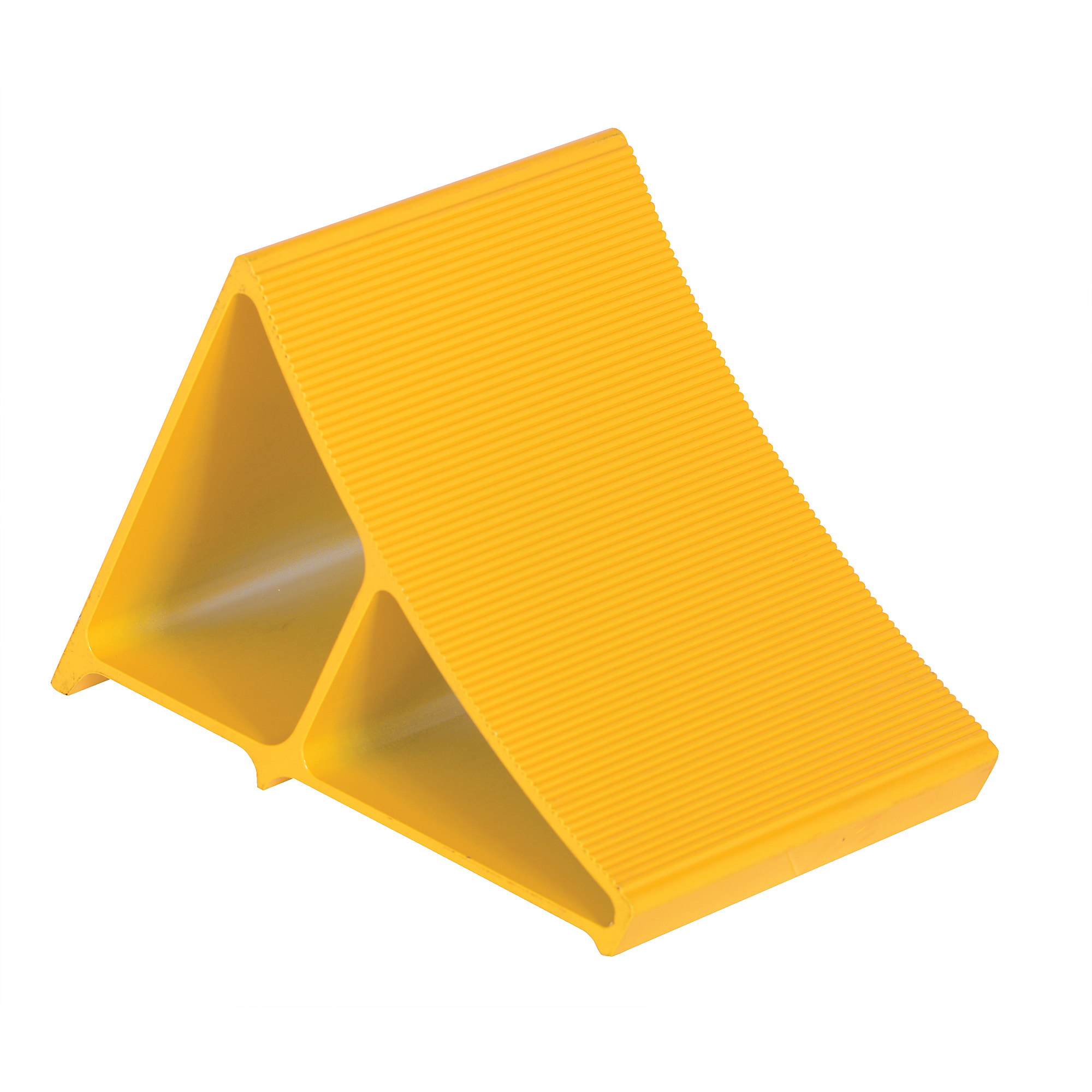 Vestil Aluminum Wheel Chock - 7in. x 11.75in. x 8in., Serrated Top, Triple Edged Bottom, Model# EALUM-YEL