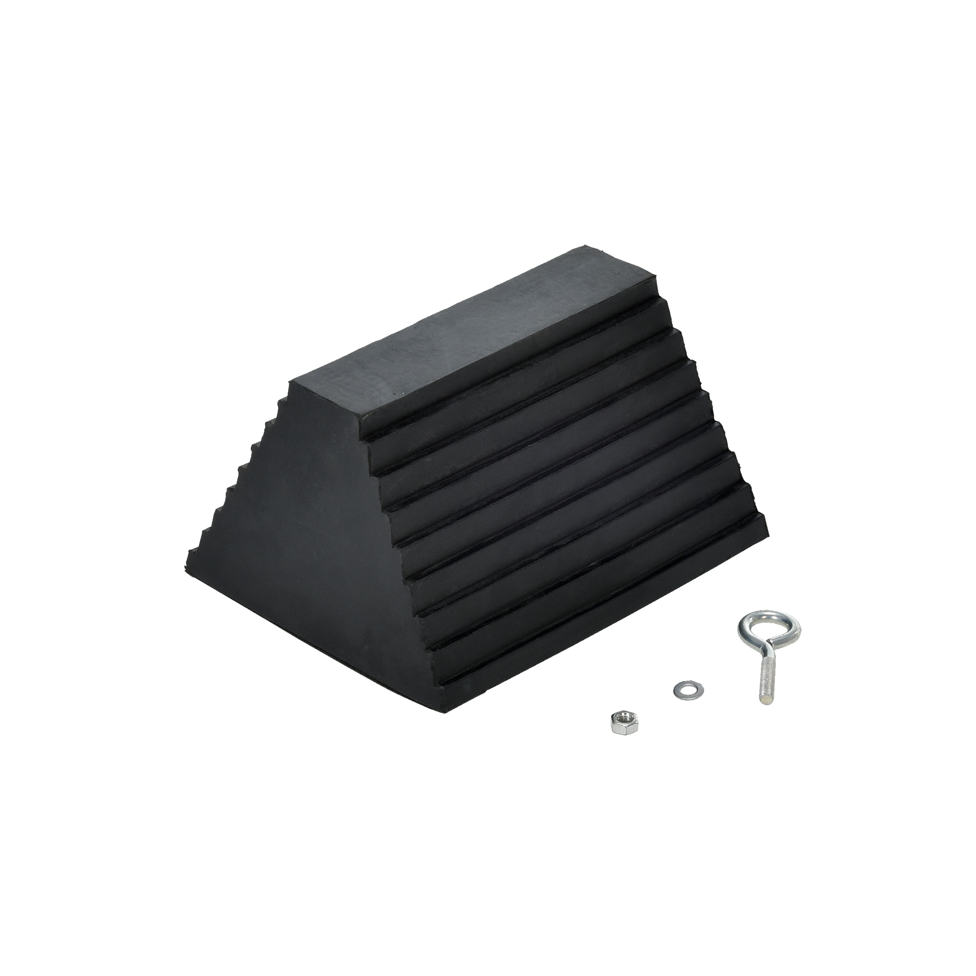 Vestil Serrated Bottom Wheel Chock, Rubber, 10.75in. x 6in., Model# RWC-8-SBS