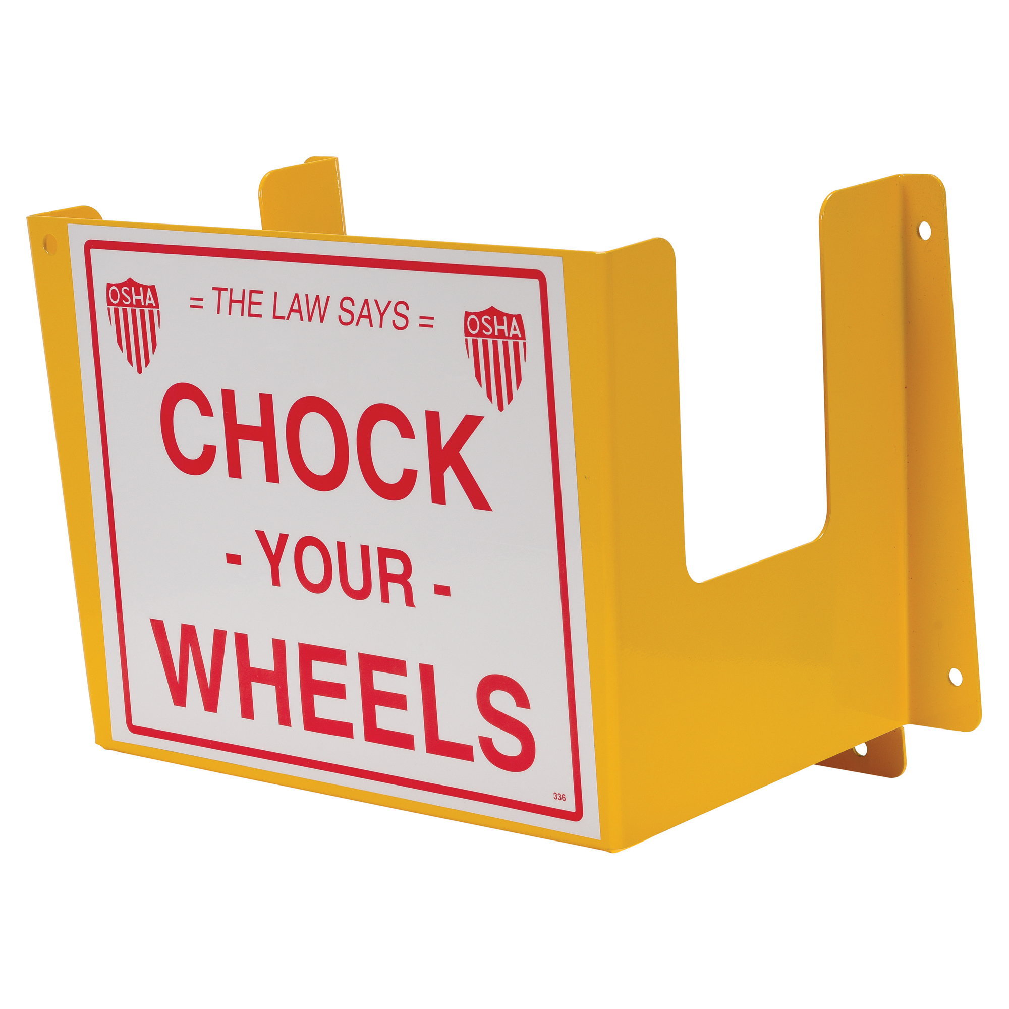 Vestil Wheel Chock Holder - Steel, Yellow Powder Coat Finish, Pre-Drilled Mounting Holes, Model# WC-H-R