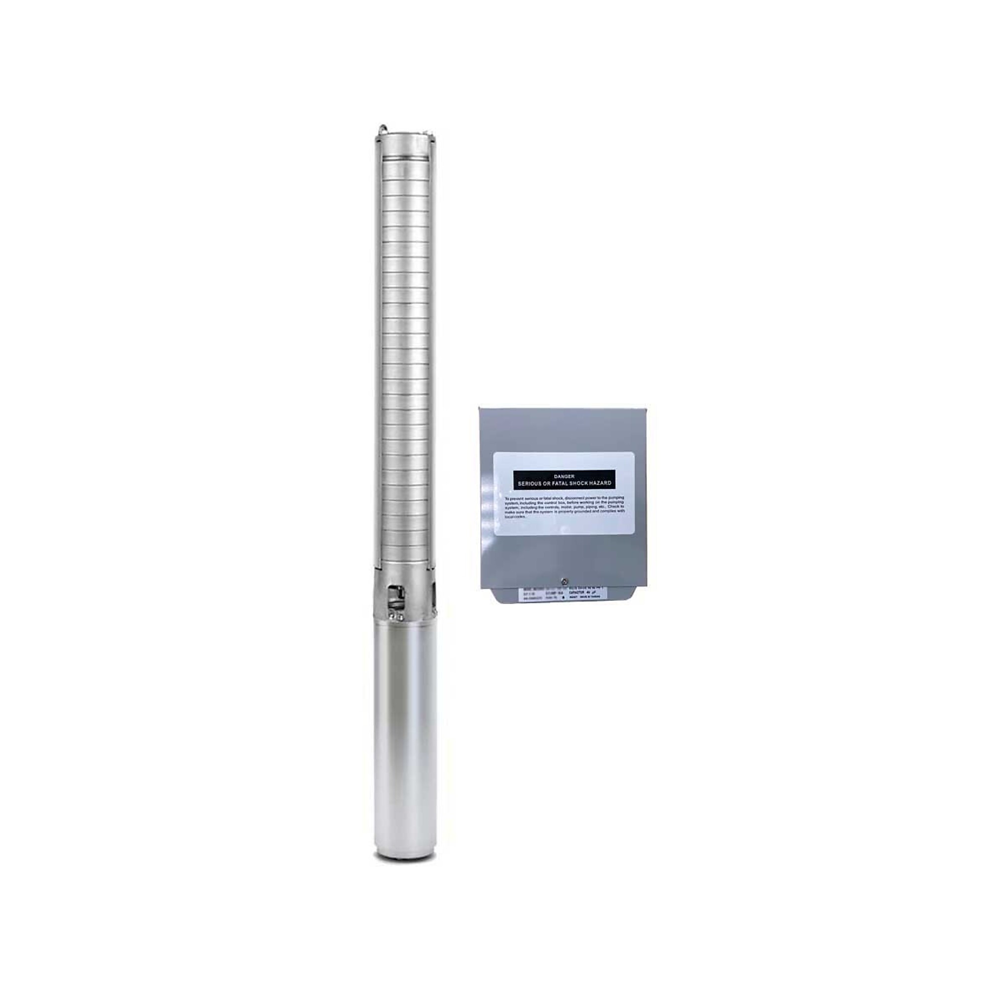 Gol Pumps, 4in. Stainless steel 3-Wire Deep Well Submersible Pump, Max. Flow 3180 GPH, Horsepower 5 HP, Port Size 2 in, Model# SP 4015