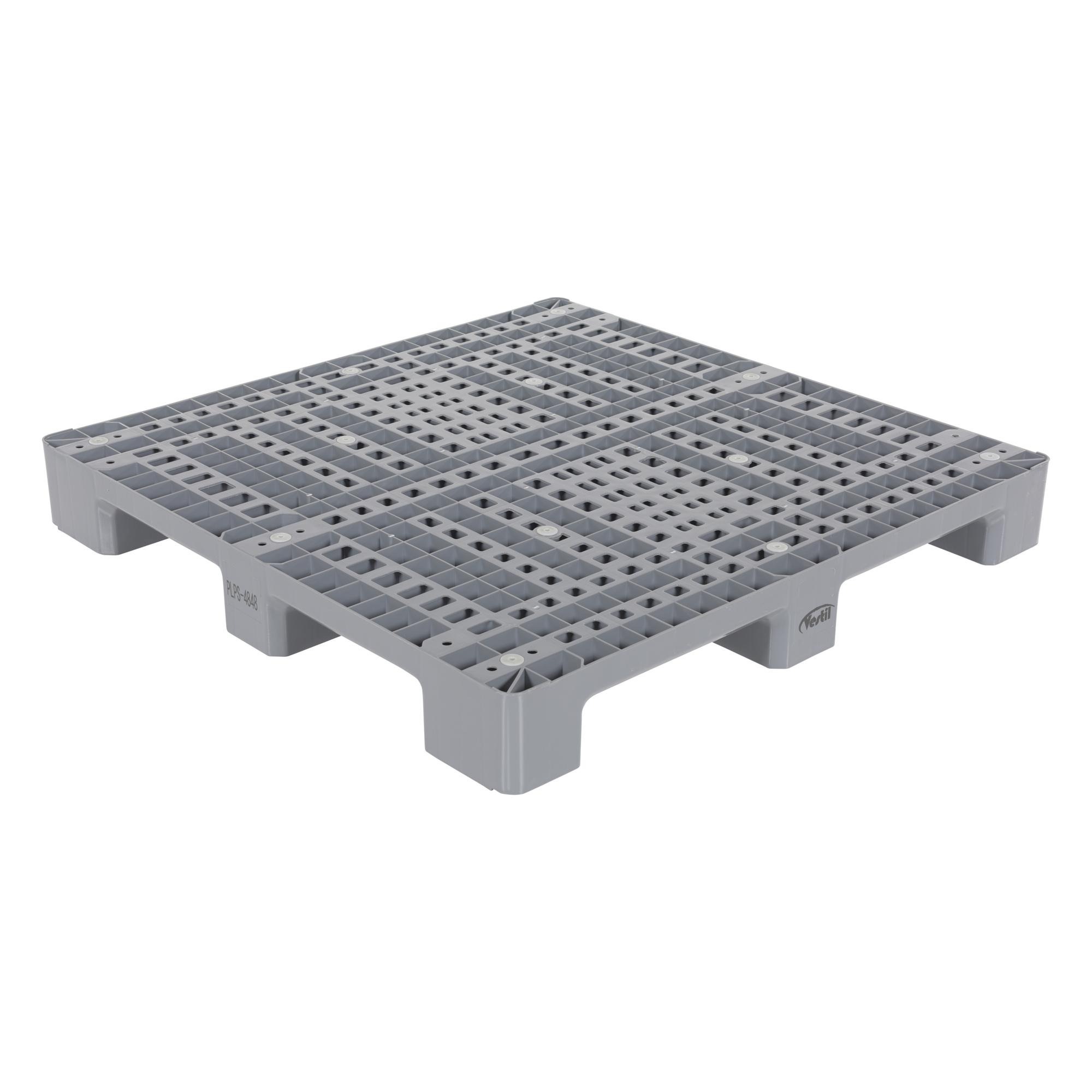 Vestil Standard Rackable Plastic Pallet - 47.5in. x 47.5in. x 5.5in., High-Density Polyethylene, Gray, Model# PLPS-4848