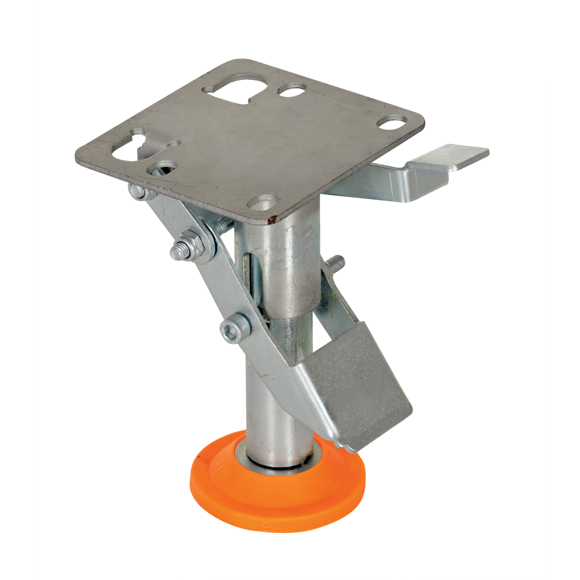 Vestil Steel Floor Lock - Retracted Height 4.375in., Extended Height 5.25in., Thermoplastic Polyurethane Base, Model# FL-LKL-4