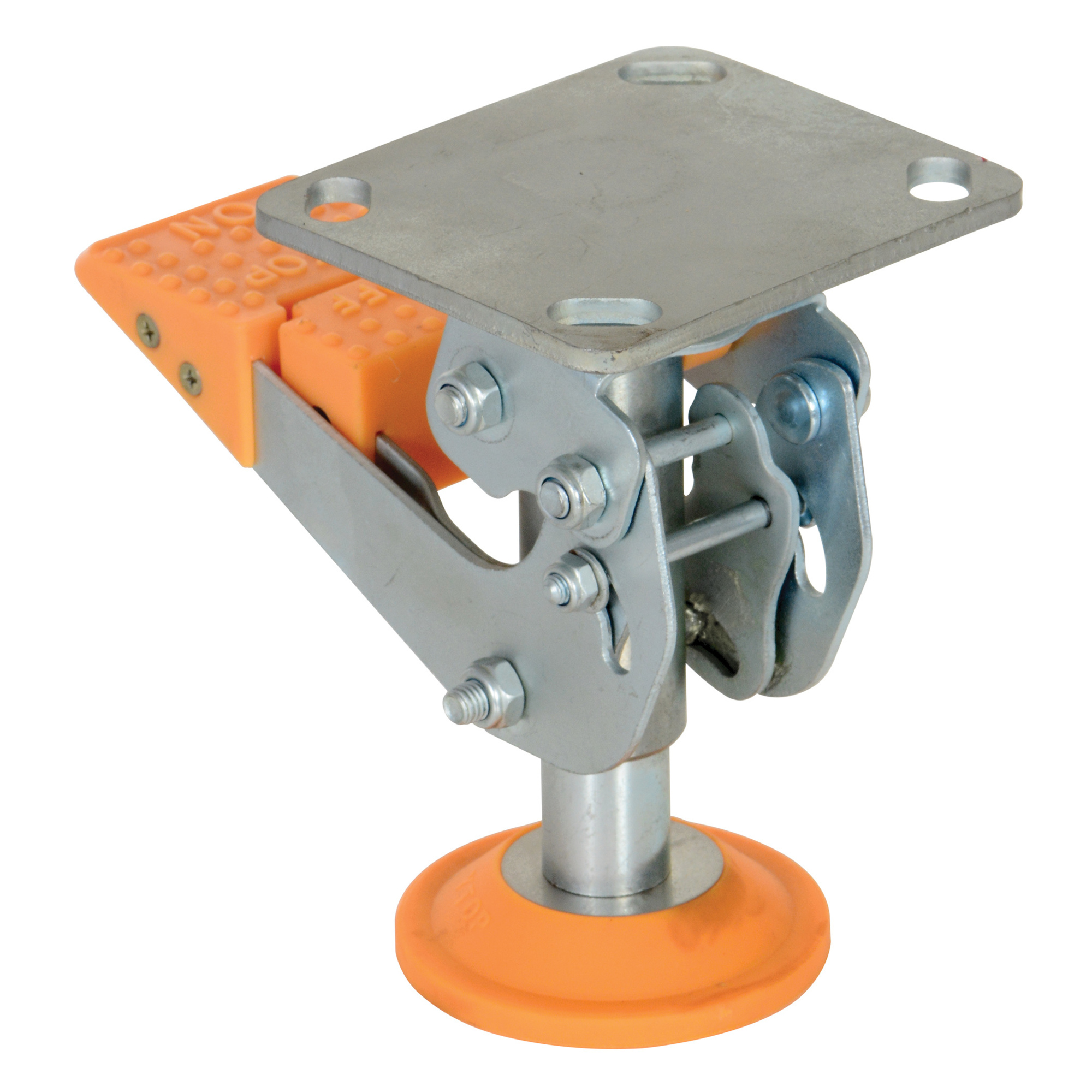 Vestil Steel Floor Lock - 6.563in. Retracted Height, 7.625in. Extended Height, Thermoplastic Polyurethane Base, Model# FL-LKH-6