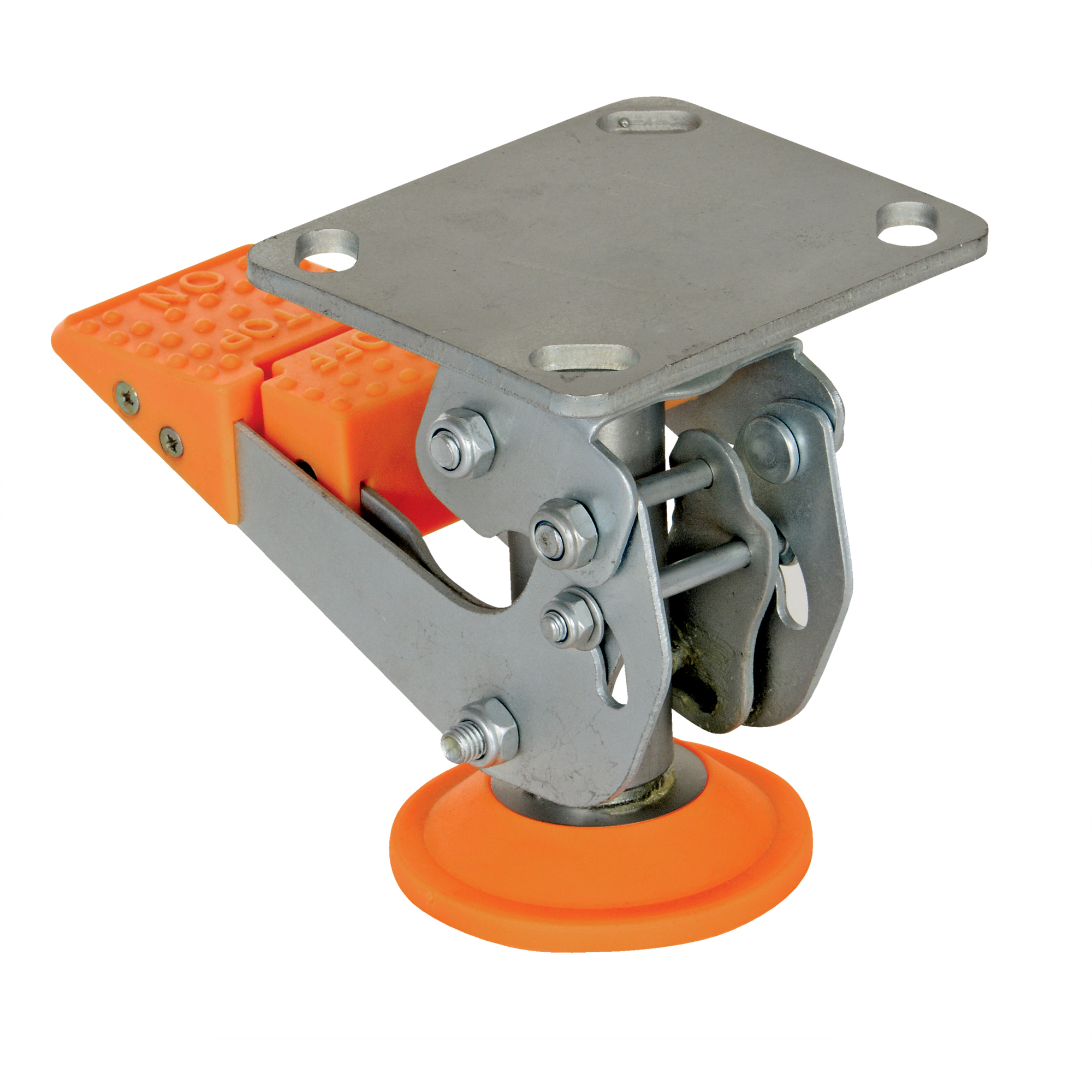 Vestil Steel Floor Lock - 5.625in. to 6.25in. Height, Thermoplastic Polyurethane Base, Silver, Model# FL-LKH-5