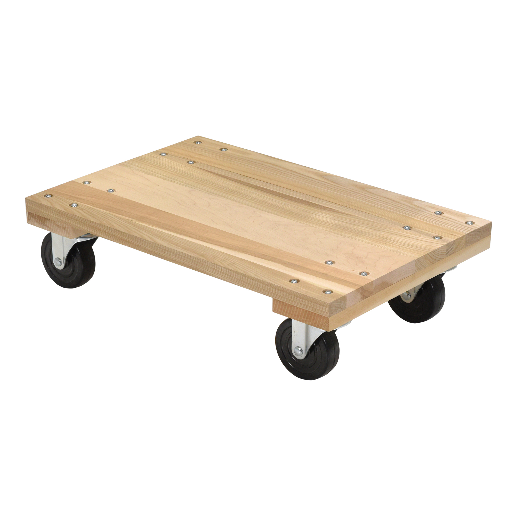 Vestil Solid Deck Hardwood Dolly - 16in. x 24in., 1200-Lb. Capacity, Non-Marking Casters, Model# HDOS-1624-12-NM