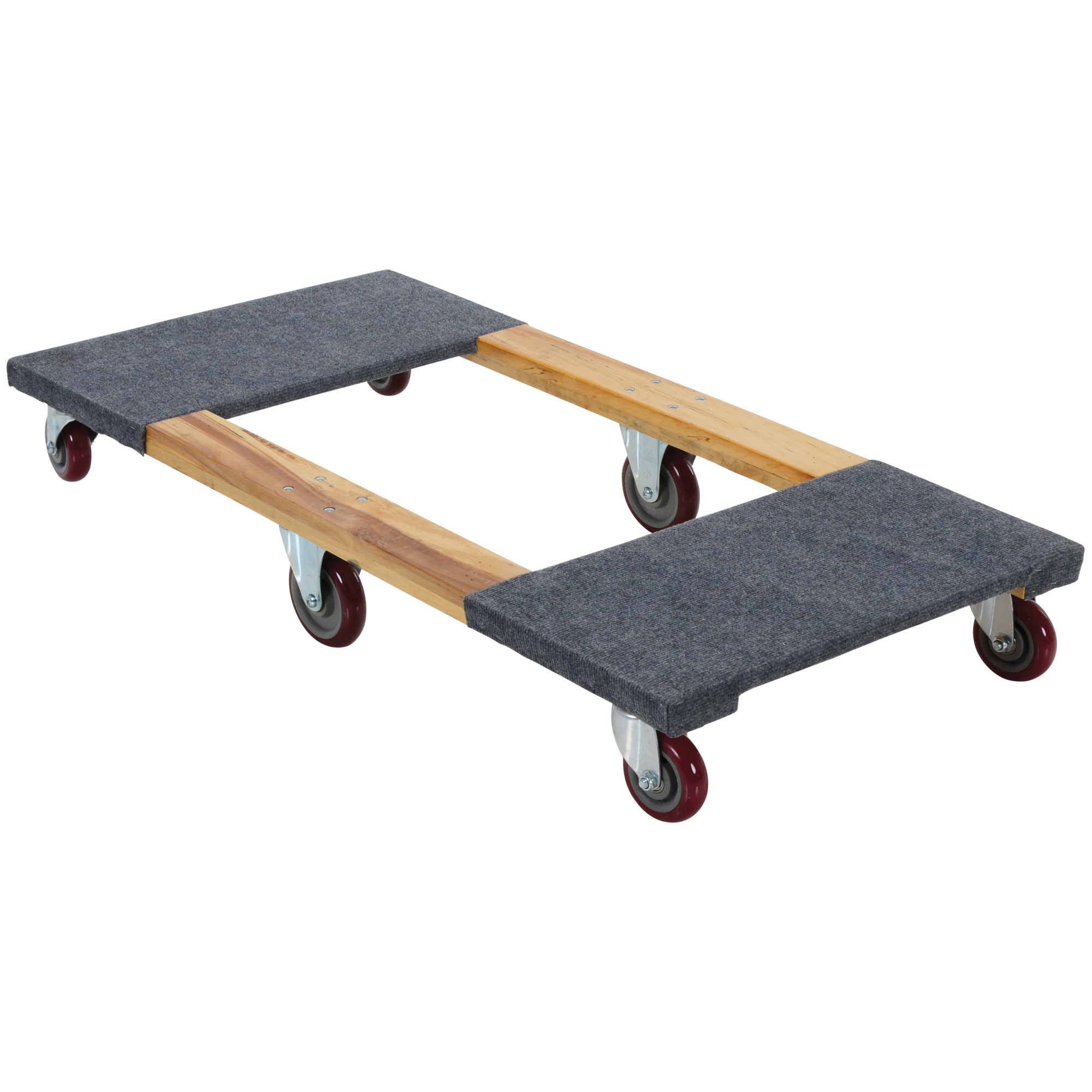 Vestil Hardwood Dolly with Carpet Ends - 24in. x 48in., 1200 Lb. Capacity, Non-Marking Casters, Model# HDOC-2448-12