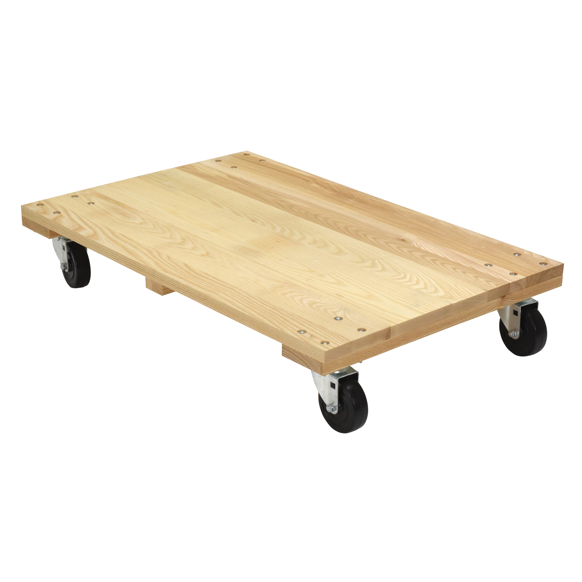 Vestil Solid Deck Hardwood Dolly - 36in. x 24in., 1200-Lb. Capacity, Non-Marking Casters, Model# HDOS-2436-12-NM