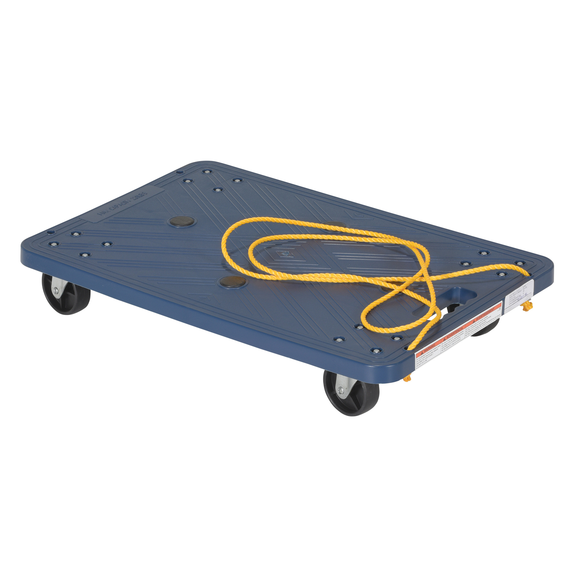 Vestil Plastic Dolly with Pull Rope - 16in. x 24in., 220-Lb. Capacity, Polyethylene, Model# POS-1624-ROPE