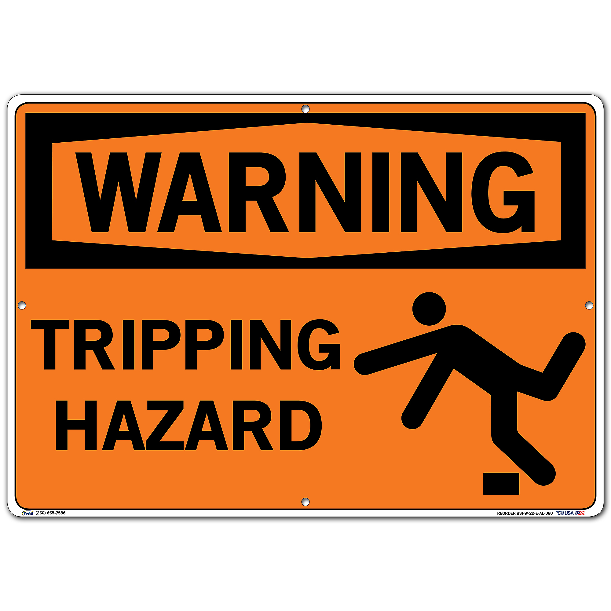 Triple Riding Vilation Sign Vestil, Warning Sign, Sign Message TRIPPING HAZARD, Height 20.5 in ...