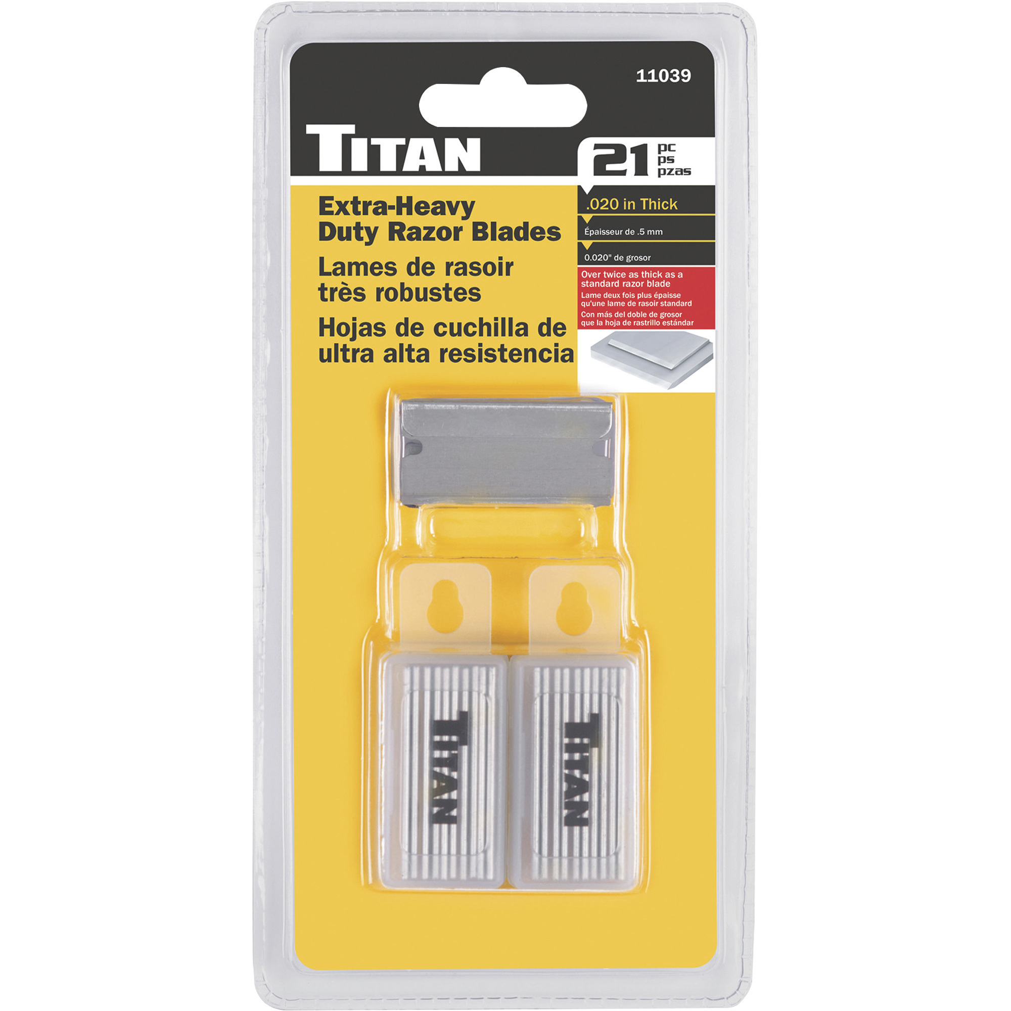 Titan 20-Pk. Extra-Heavy Duty 0.020 Razor Blades, Model# 11039