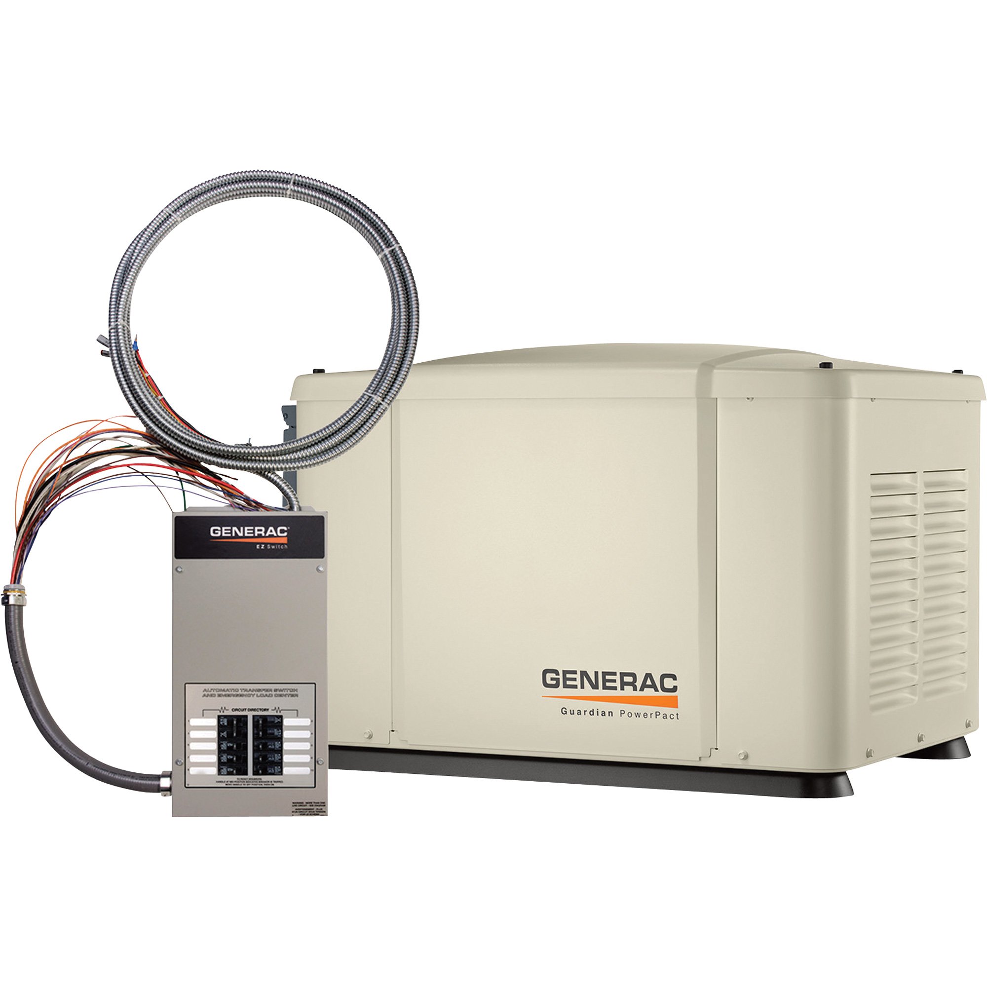 Generac PowerPact Air-Cooled Standby Generator — 7 kW (LP)/6kW (NG), 50 Amp Pre-Wired Transfer Switch, Model# 6518