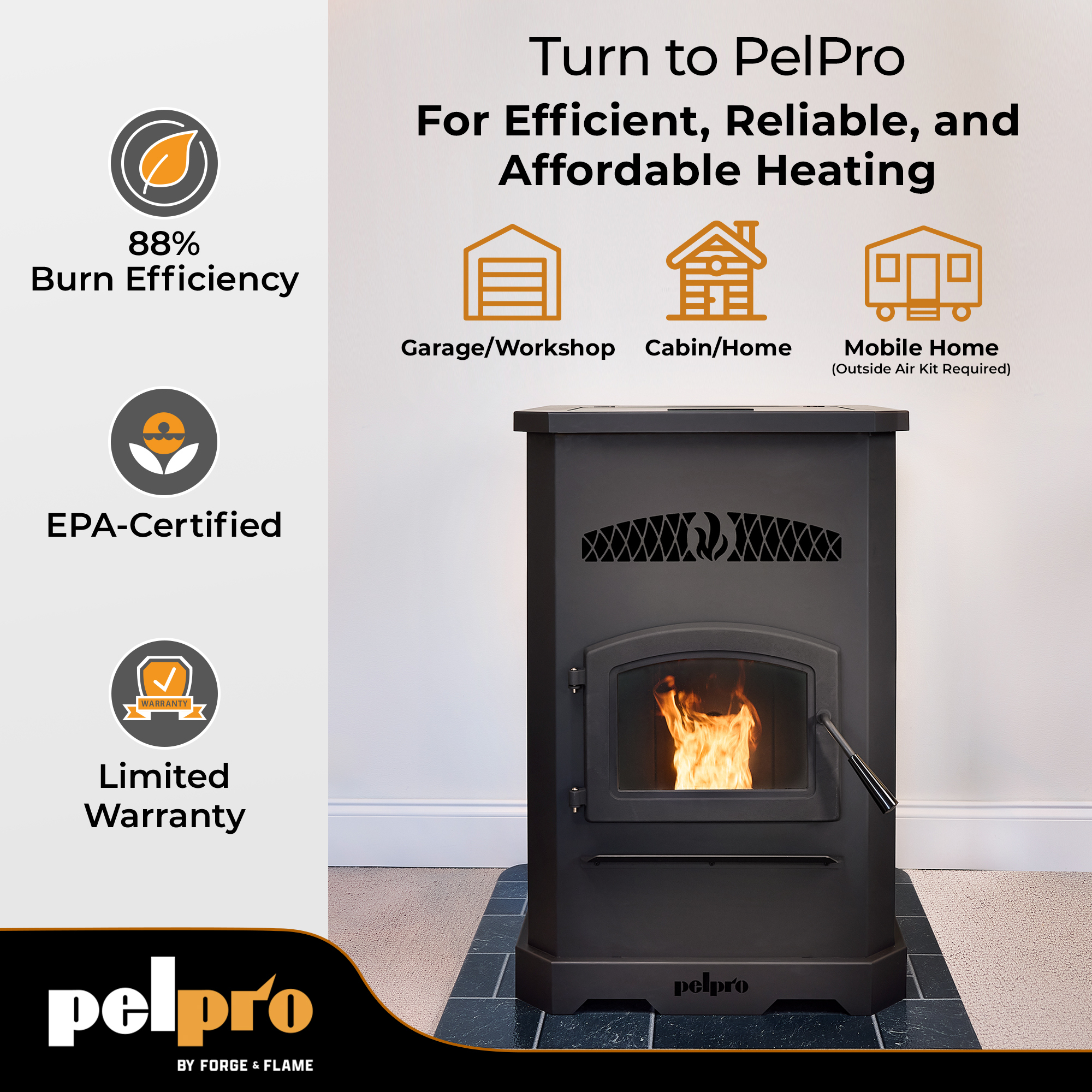 Pelpro Pellet Stove — 49,200 BTU, EPA Certified, Model# PP130-B | Northern  Tool