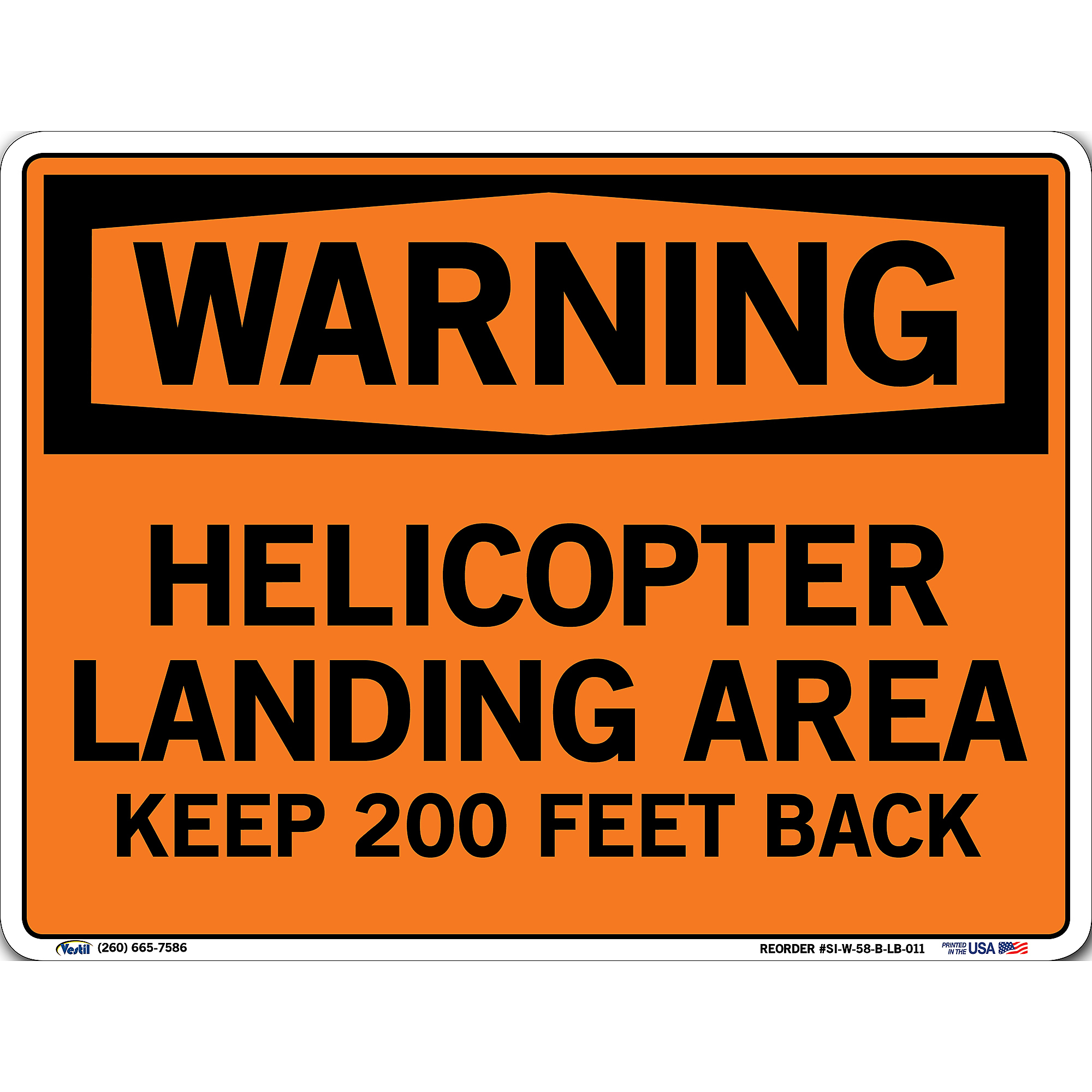 Vestil Warning Sign Decal, Sign Message HELICOPTER LANDING AREA KEEP ...
