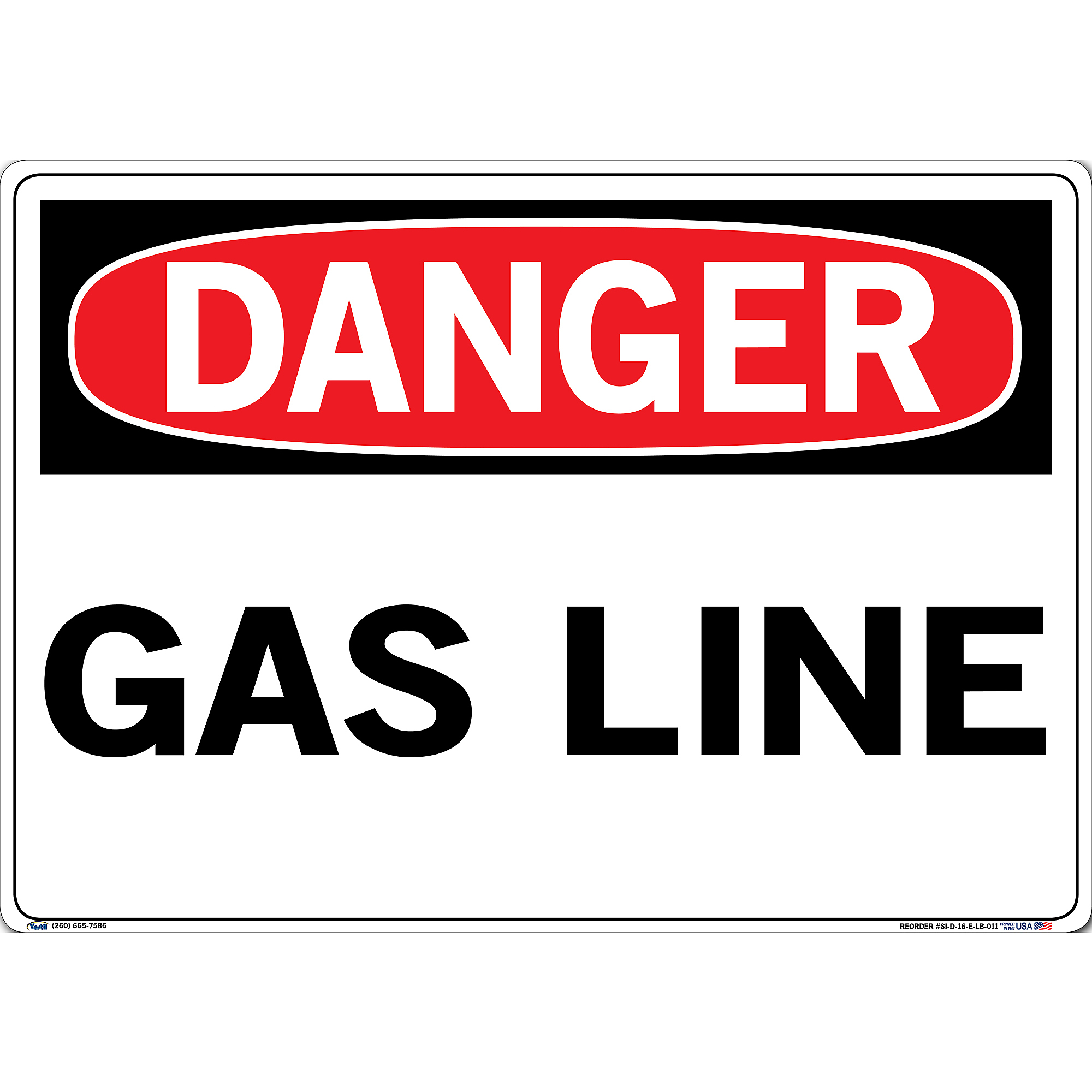 Vestil, Danger Sign Decal, Sign Message GAS LINE, Height 14.5 in, Width ...