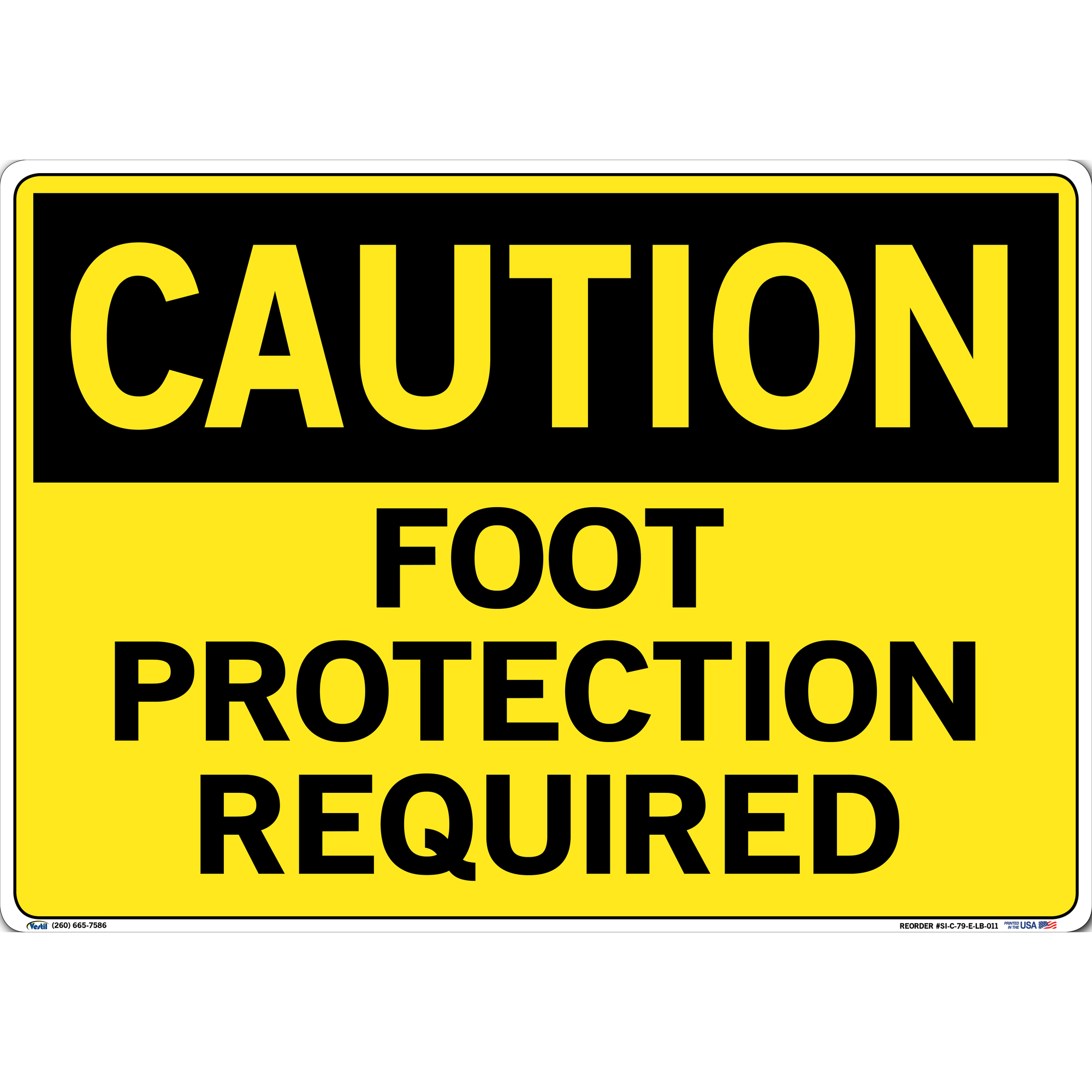 Vestil, Caution Sign Decal, Sign Message FOOT PROTECTION REQUIRED ...