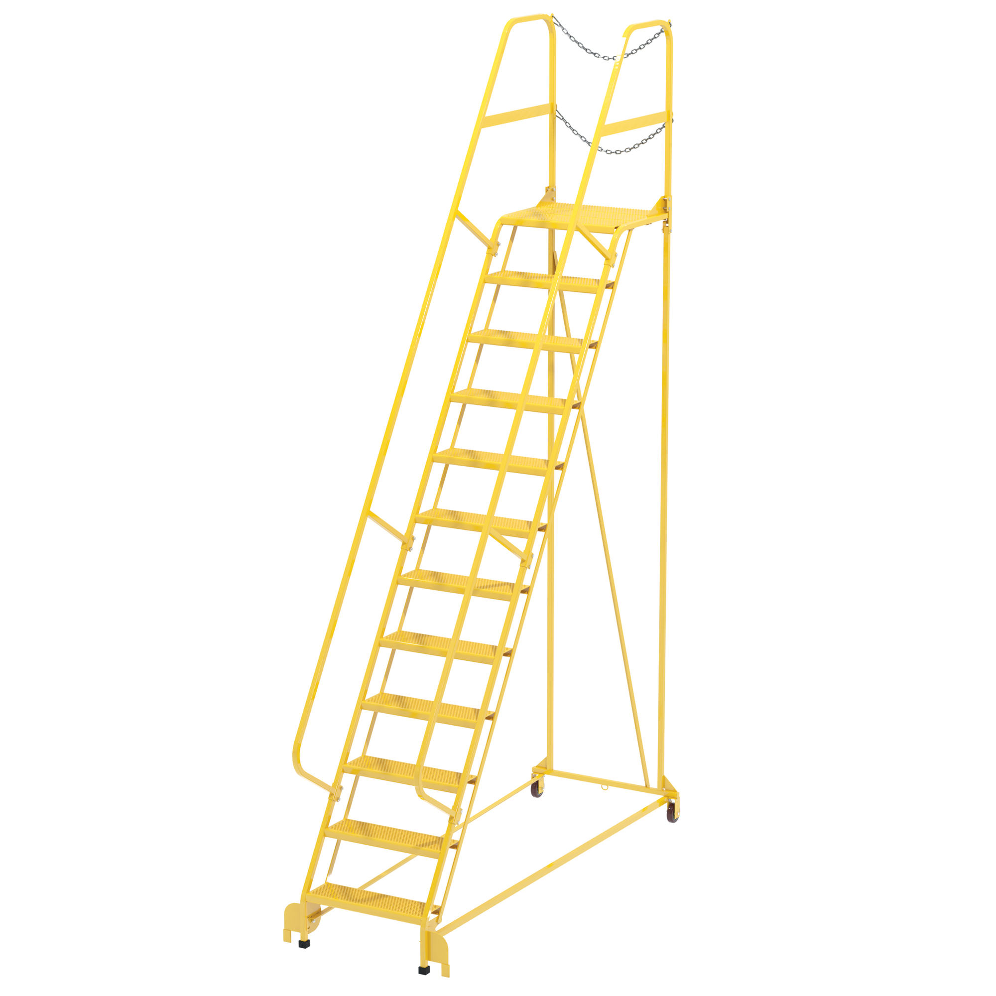 Vestil Steel Maintenance Ladder — 12 Steps, 24in. Step Width, 350-Lb. Capacity, Yellow, Model# LAD-MM-12-P-YL