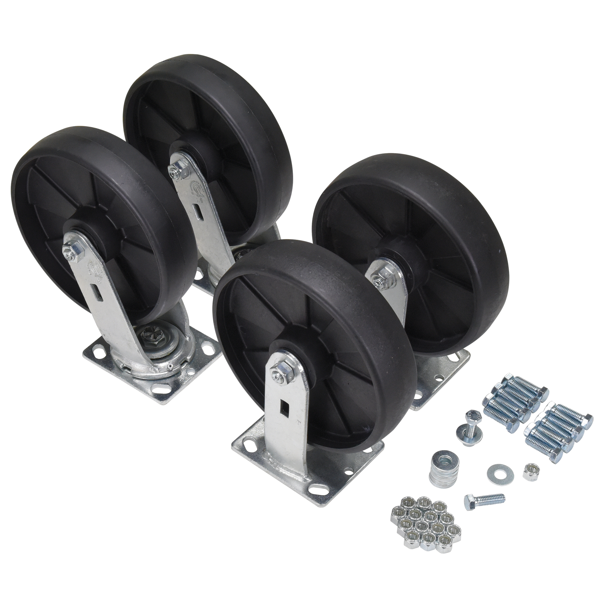 Vestil Glass Filled Nylon Caster Kit - 8in. x 2in., 5000 lb. Capacity, 4 Pcs, Model# D-CK4-GFN8-2