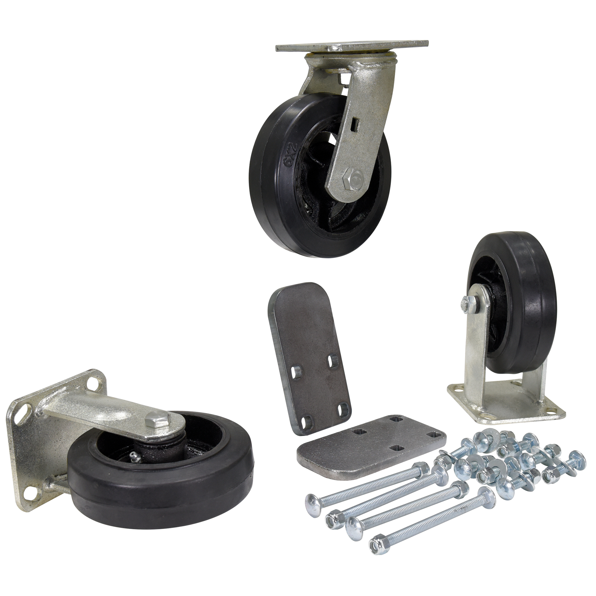 Vestil Mold On Rubber Caster Kit 6 In. x 2 In. 1,800 Lb. Capacity Black