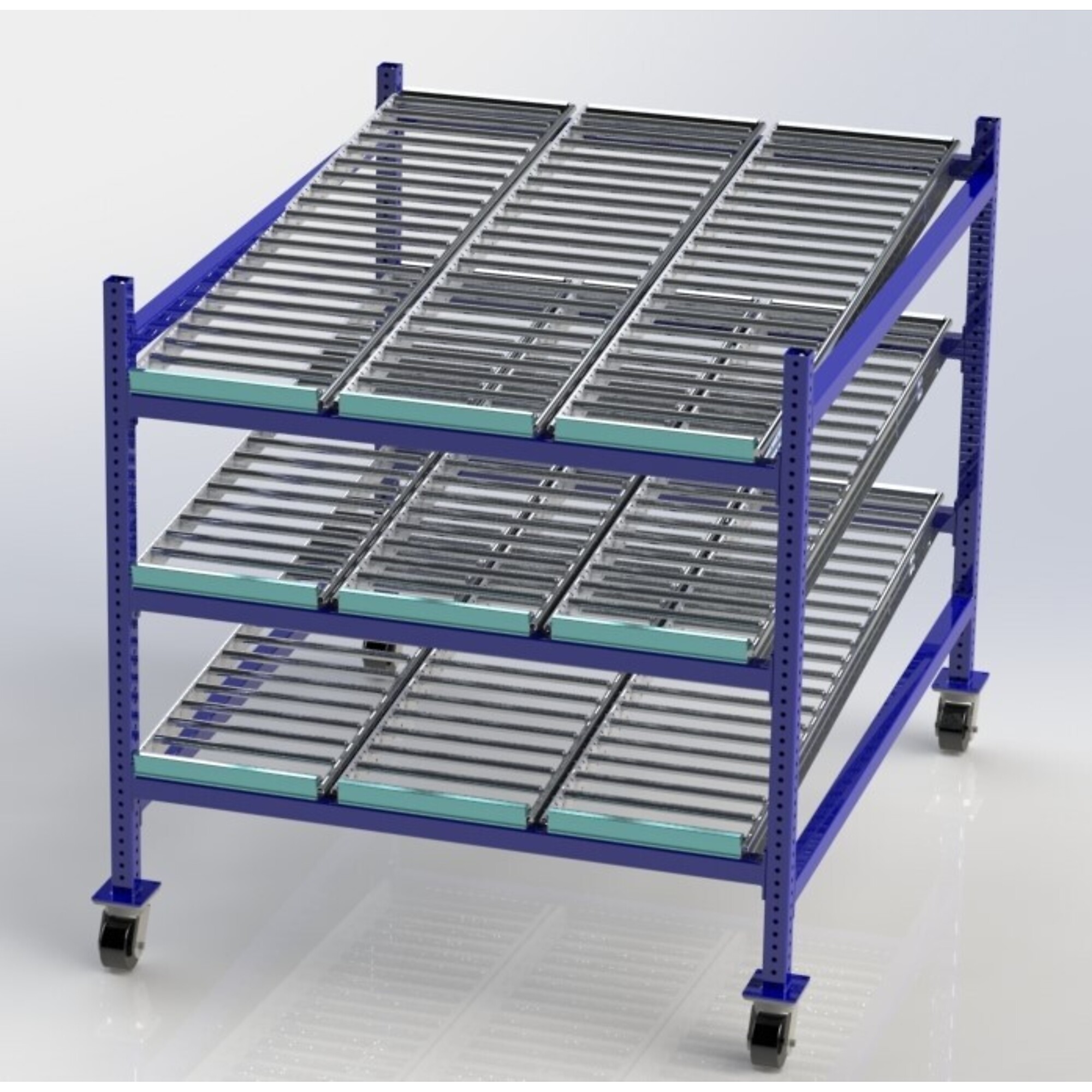 Unex Mobile Wheeled Gravity Flow Rack, 60in. x 48in. x 60in., Model# MCF99SR48603