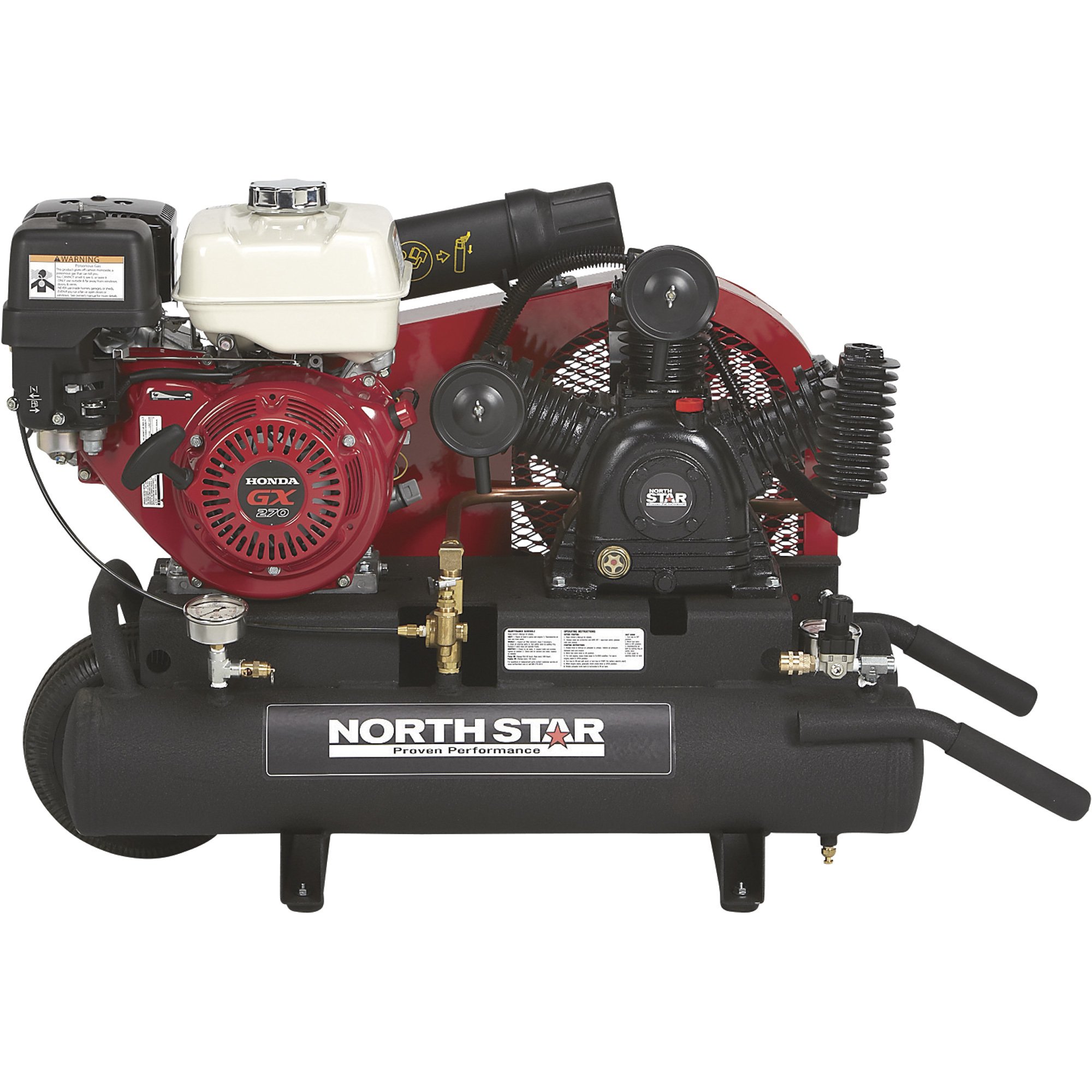 mudo explotar Hacer NorthStar Gas-Powered Air Compressor — Honda GX270 OHV Engine, 8-Gallon  Twin Tank, 14.9 CFM @ 90 PSI | Northern Tool