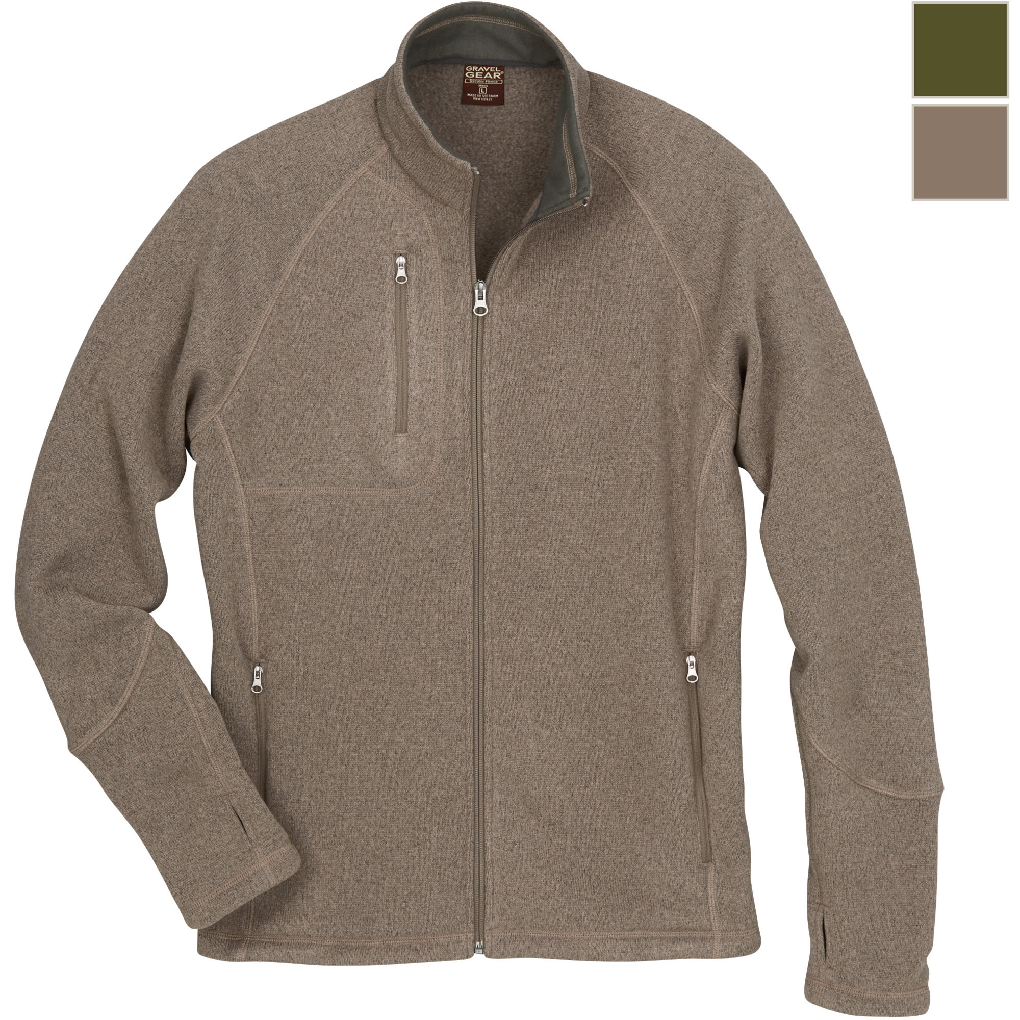 Gravel Gear Full Zip Fleece Sweater — Stone, Medium