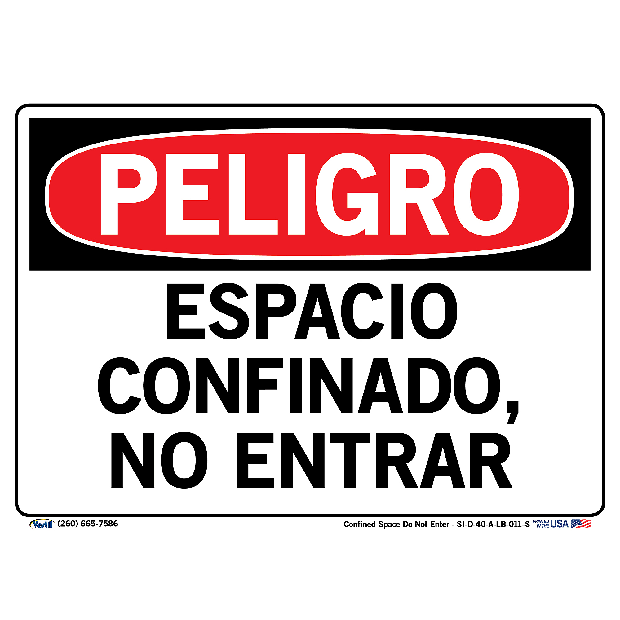 Vestil, Danger Sign (Spanish/Espanol) - Label/Decal, Sign Message ...