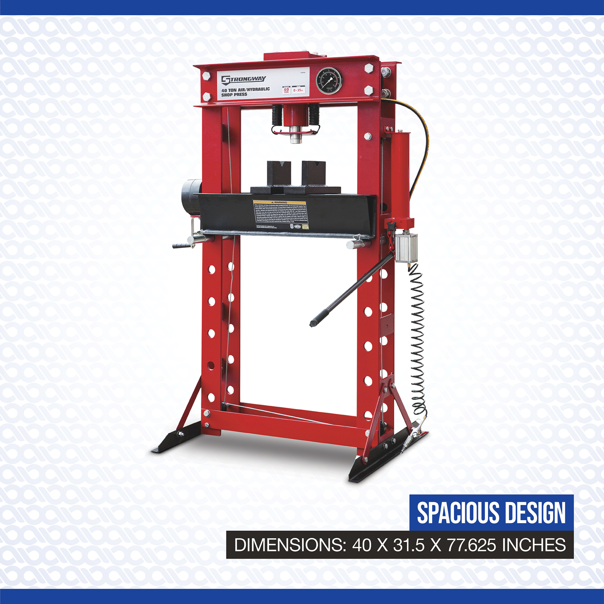 OTC 1834 25-Ton Capacity Shop Press with Air-Driven Hydraulic Pump