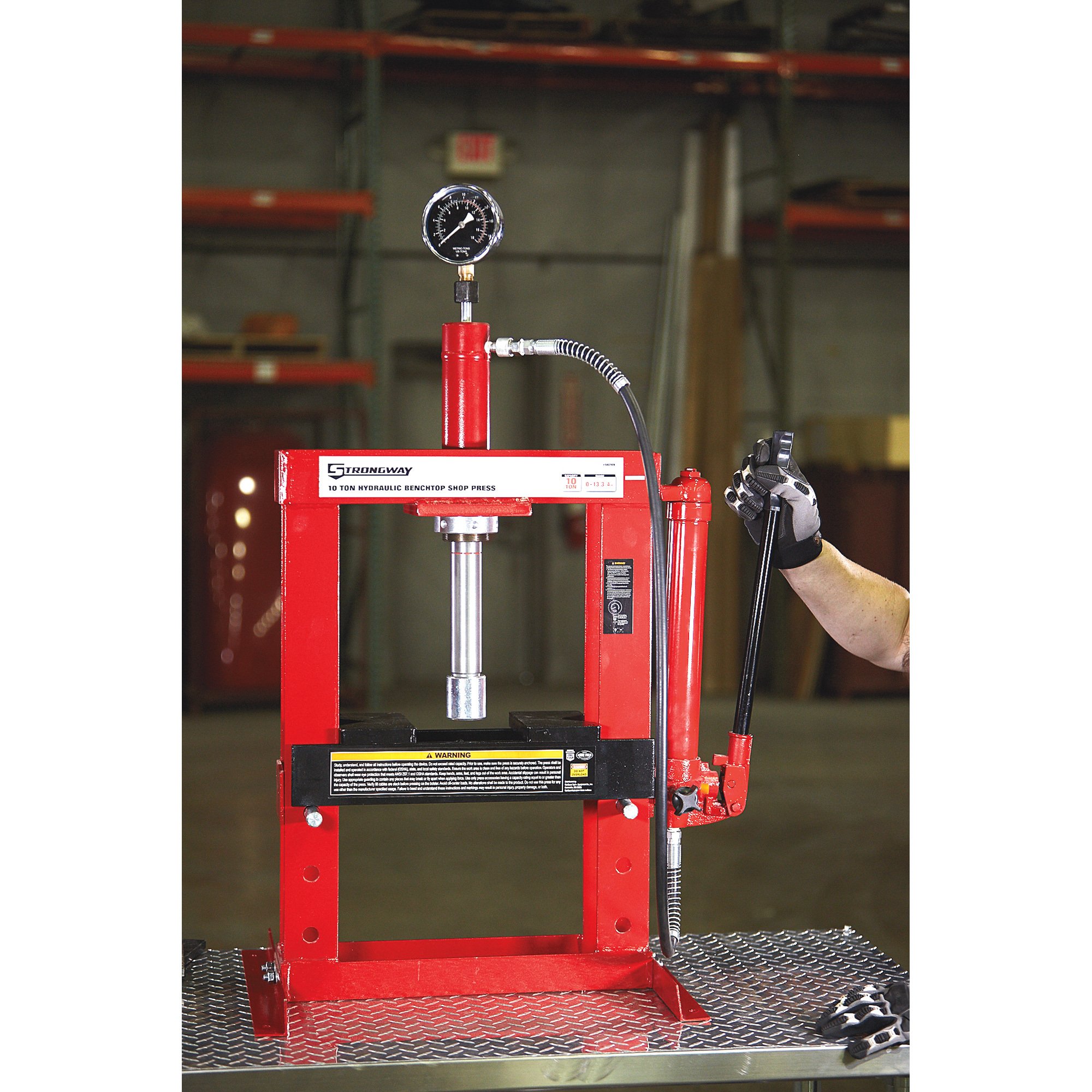  Eastwood 10 Ton Benchtop Shop Press, Pro Hydraulic Press, Benchtop Garage Shop Press Powdercoat Black, Strong Steel Design Wheel  Bearing Press