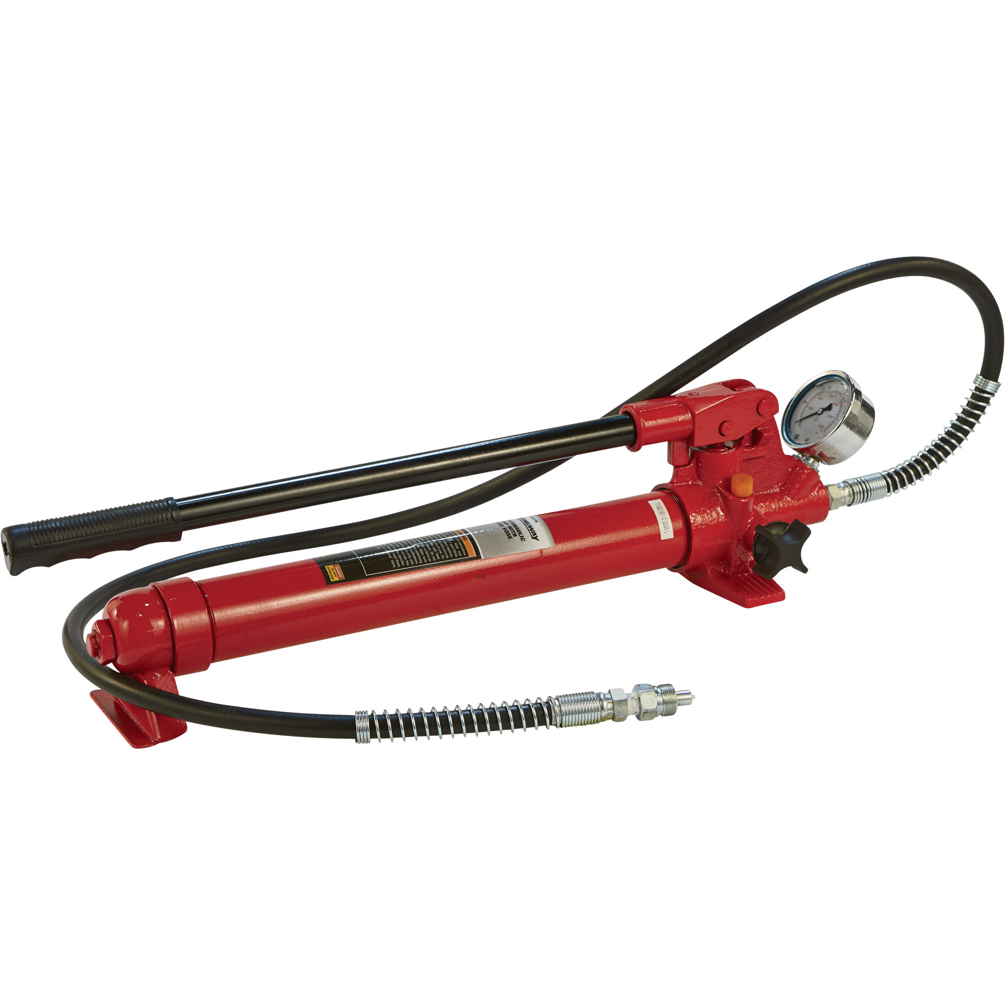 Strongway Hydraulic Pump with Gauge and Hose, 10-Ton Capacity