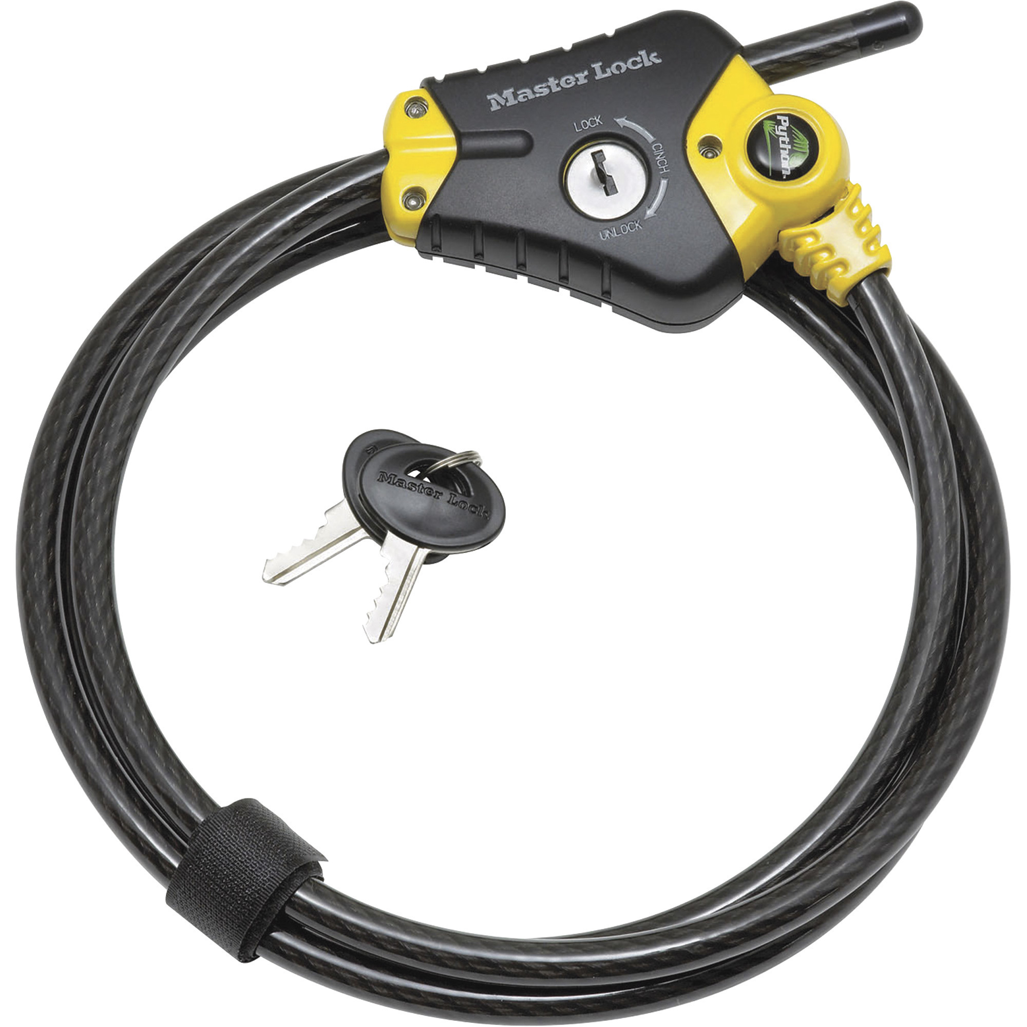 Master Lock Python Adjustable Locking Cable, 6ft.L, 3/8in. Dia., Model# 8413DPF